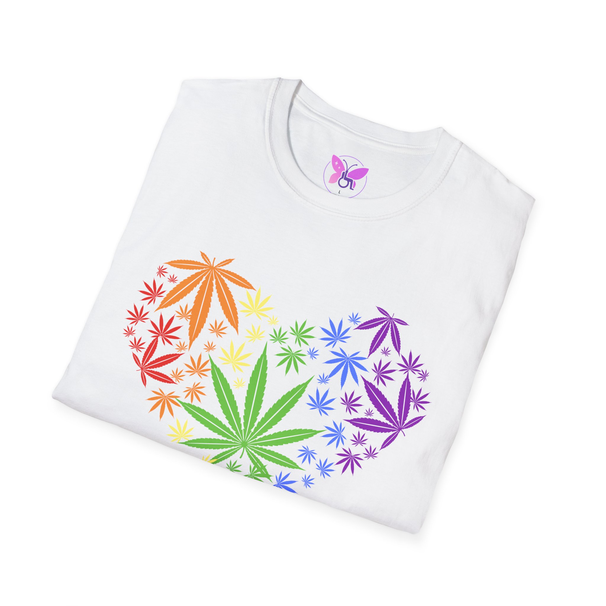 Colorful Heart Cannabis Unisex T-Shirt, Funny Weed Tee, Gift for Stoners, LGBTQ Pride Apparel, Casual Daily Wear - Image 4
