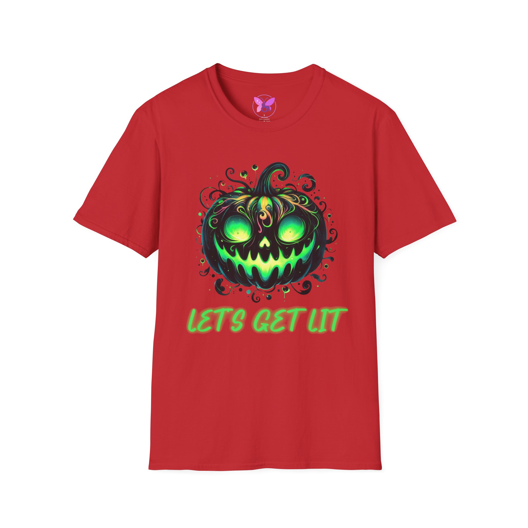 Halloween Glow Pumpkin T-Shirt Lets Get Lit Green Jack O Lantern Tee Spooky Funny Halloween Party Shirt Halloween Costume Top - Image 37