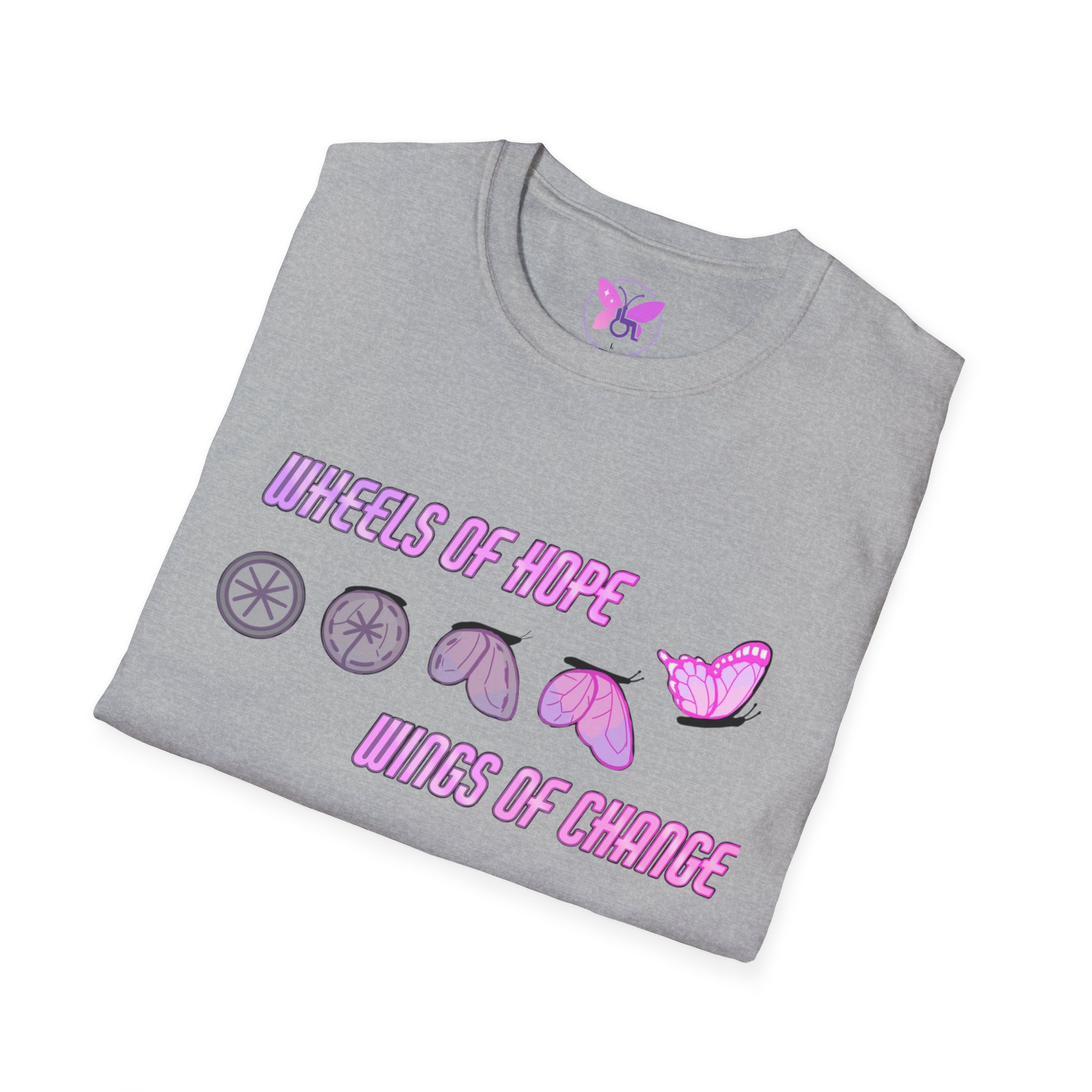 Wheels of Hope Unisex Softstyle T-Shirt, Inspirational Tee, Casual Wear, Gift for Friends, Everyday Comfort, Positive Vibes - Image 12