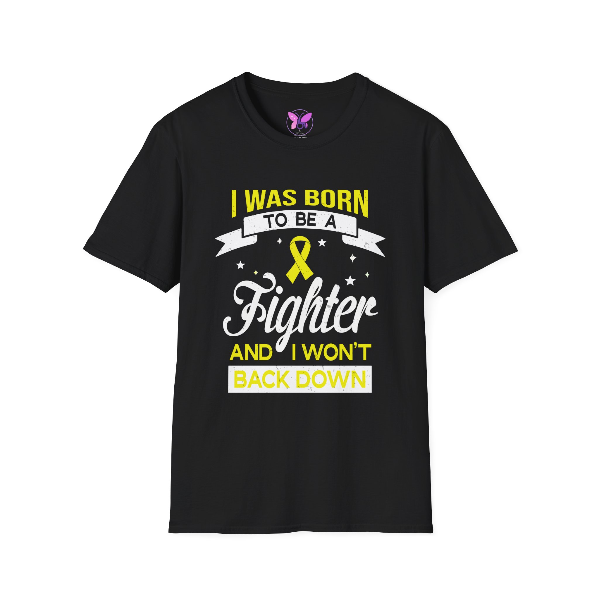Empowering Fighter Tee , Gift for Cancer Awareness, Unisex Yellow Ribbon Sarcoma and Bone Cancer Awareness Tee I Was Born To Be A Fighter