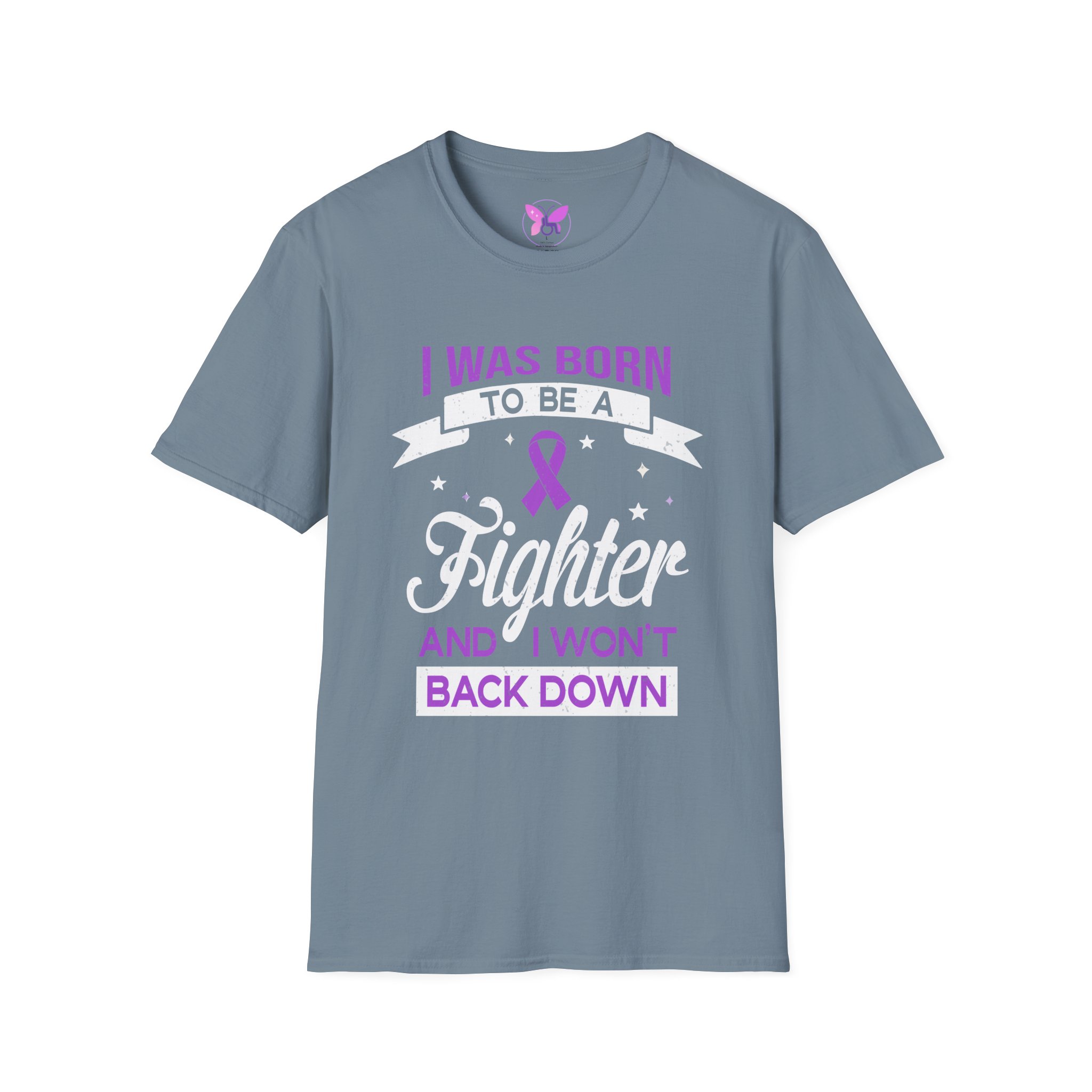 Purple Ribbon Awareness T-Shirt Pancreatic Cancer, Epilepsy, Domestic Violence Support Motivational Fighter Unisex Tee Will Not Back Down - Image 9