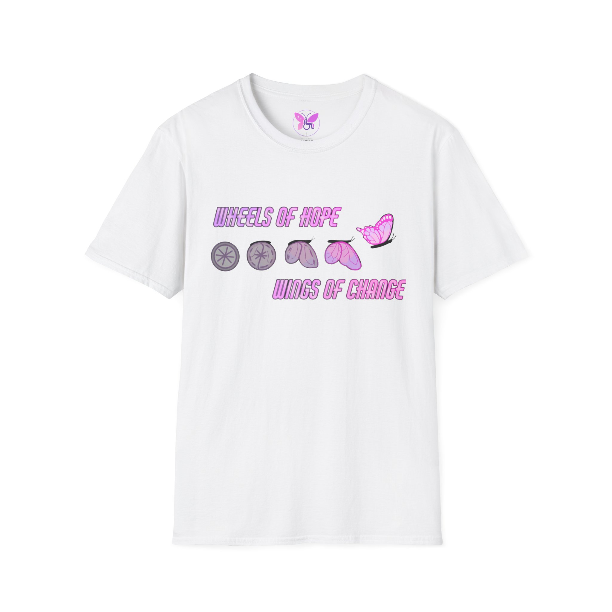 Wheels of Hope Unisex Softstyle T-Shirt, Inspirational Tee, Casual Wear, Gift for Friends, Everyday Comfort, Positive Vibes