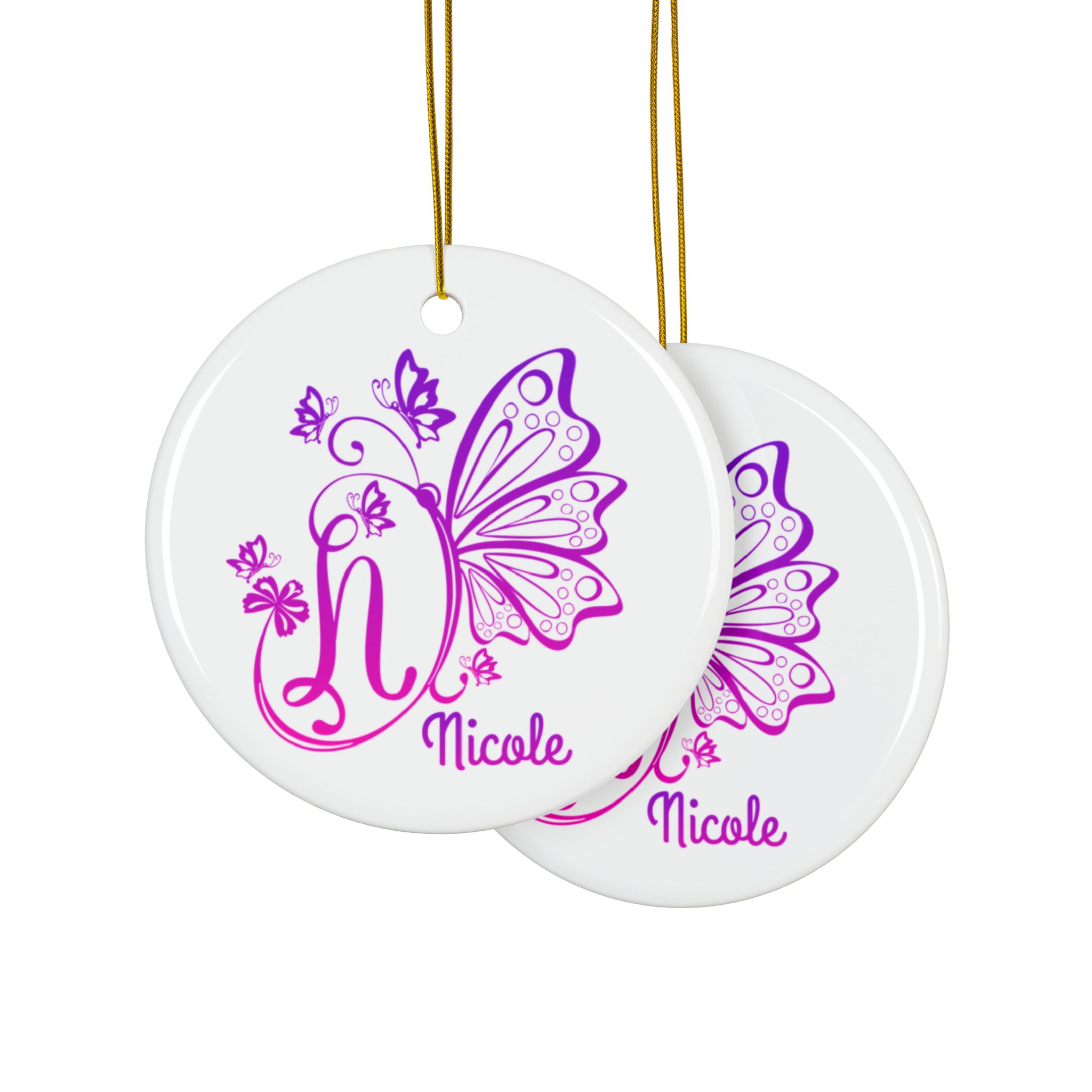 Personalized Butterfly Initial Christmas Ornament: Custom Letter Keepsake with name, Kids Name Initial Letter - Image 3