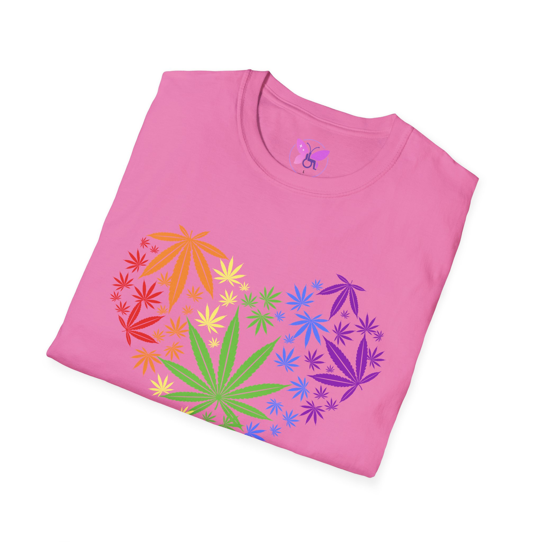 Colorful Heart Cannabis Unisex T-Shirt, Funny Weed Tee, Gift for Stoners, LGBTQ Pride Apparel, Casual Daily Wear - Image 16