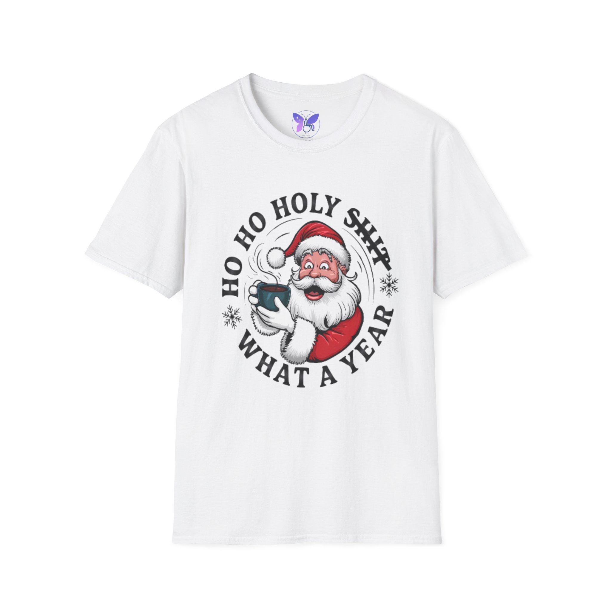 Funny Santa Tee Ho Ho Holy Oh What a Year Exasperated Santa Graphic Holiday Humor Shir, Sarcastic Christmas Gift