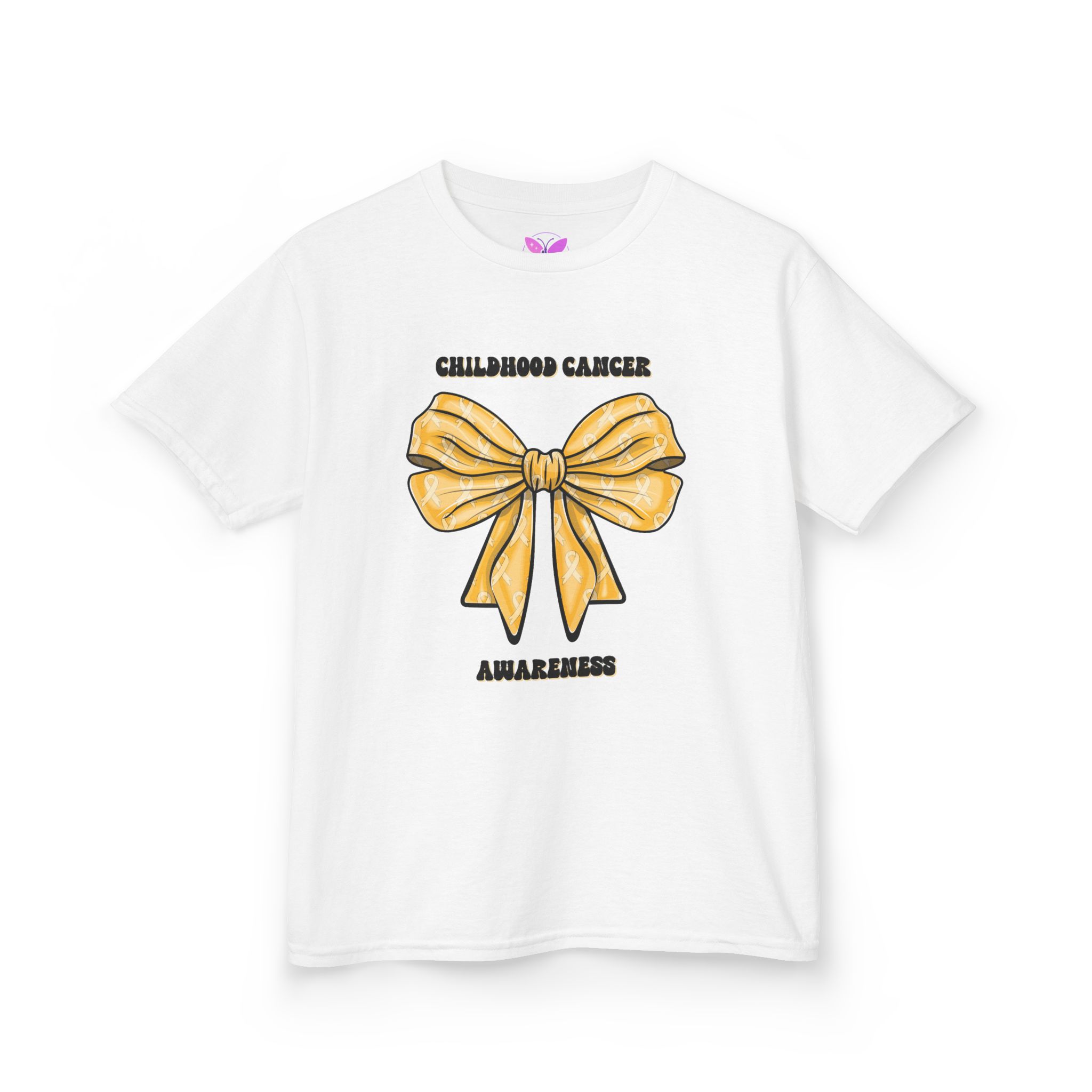 Childhood Cancer Awareness T-Shirt Gold Ribbon Tee , Kids Cancer, Pediatric Cancer Support Gift, Cancer Warrior, Tee Gold Bow Awareness - Image 3