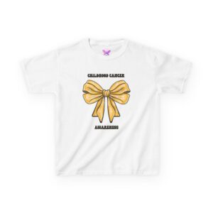 Childhood Cancer Awareness T-Shirt Gold Ribbon Tee , Kids Cancer, Pediatric Cancer Support Gift, Cancer Warrior, Tee Gold Bow Awareness