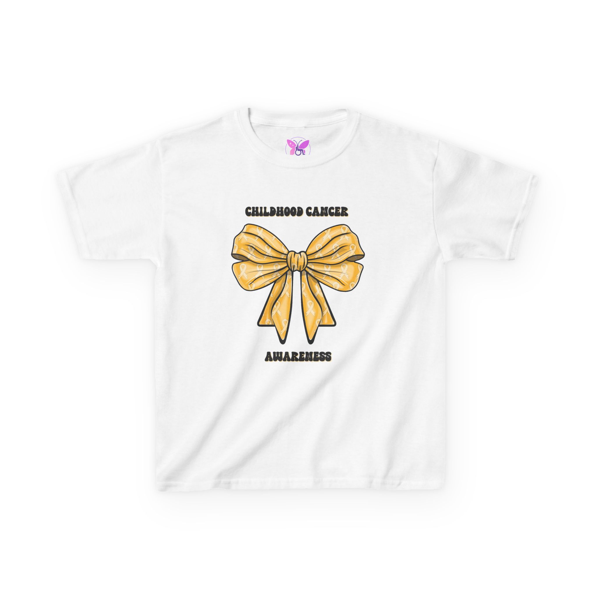 Childhood Cancer Awareness T-Shirt Gold Ribbon Tee , Kids Cancer, Pediatric Cancer Support Gift, Cancer Warrior, Tee Gold Bow Awareness