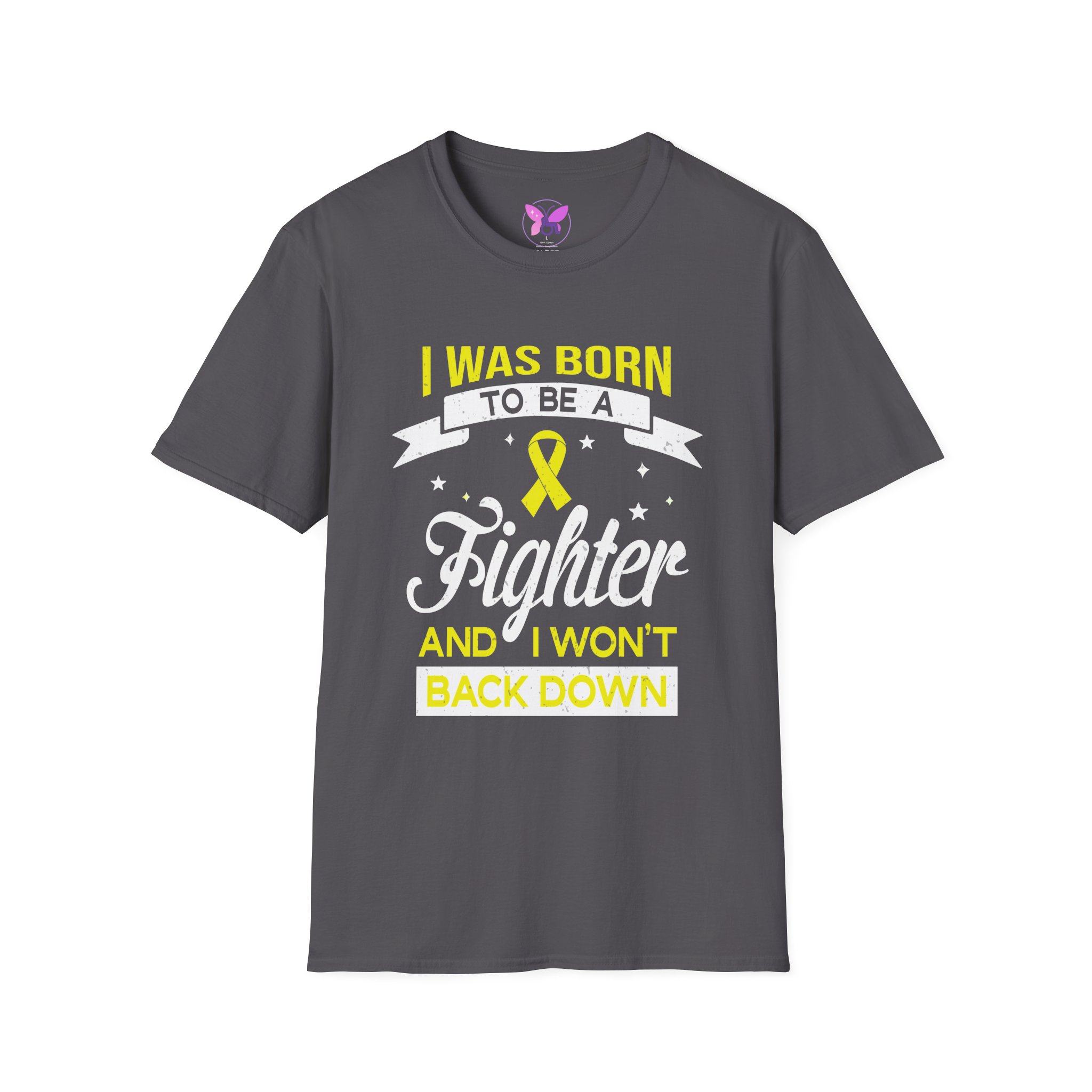 Empowering Fighter Tee , Gift for Cancer Awareness, Unisex Yellow Ribbon Sarcoma and Bone Cancer Awareness Tee I Was Born To Be A Fighter - Image 9