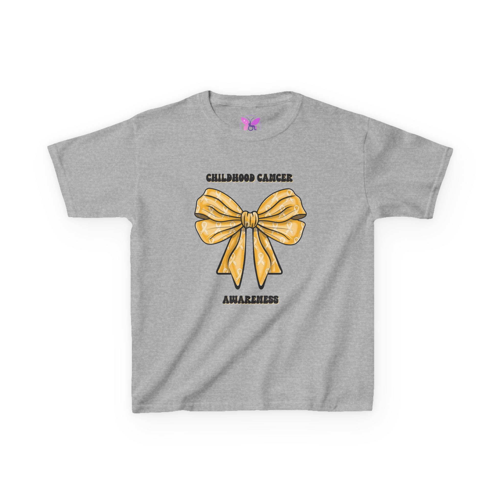 Childhood Cancer Awareness T-Shirt Gold Ribbon Tee , Kids Cancer, Pediatric Cancer Support Gift, Cancer Warrior, Tee Gold Bow Awareness - Image 5