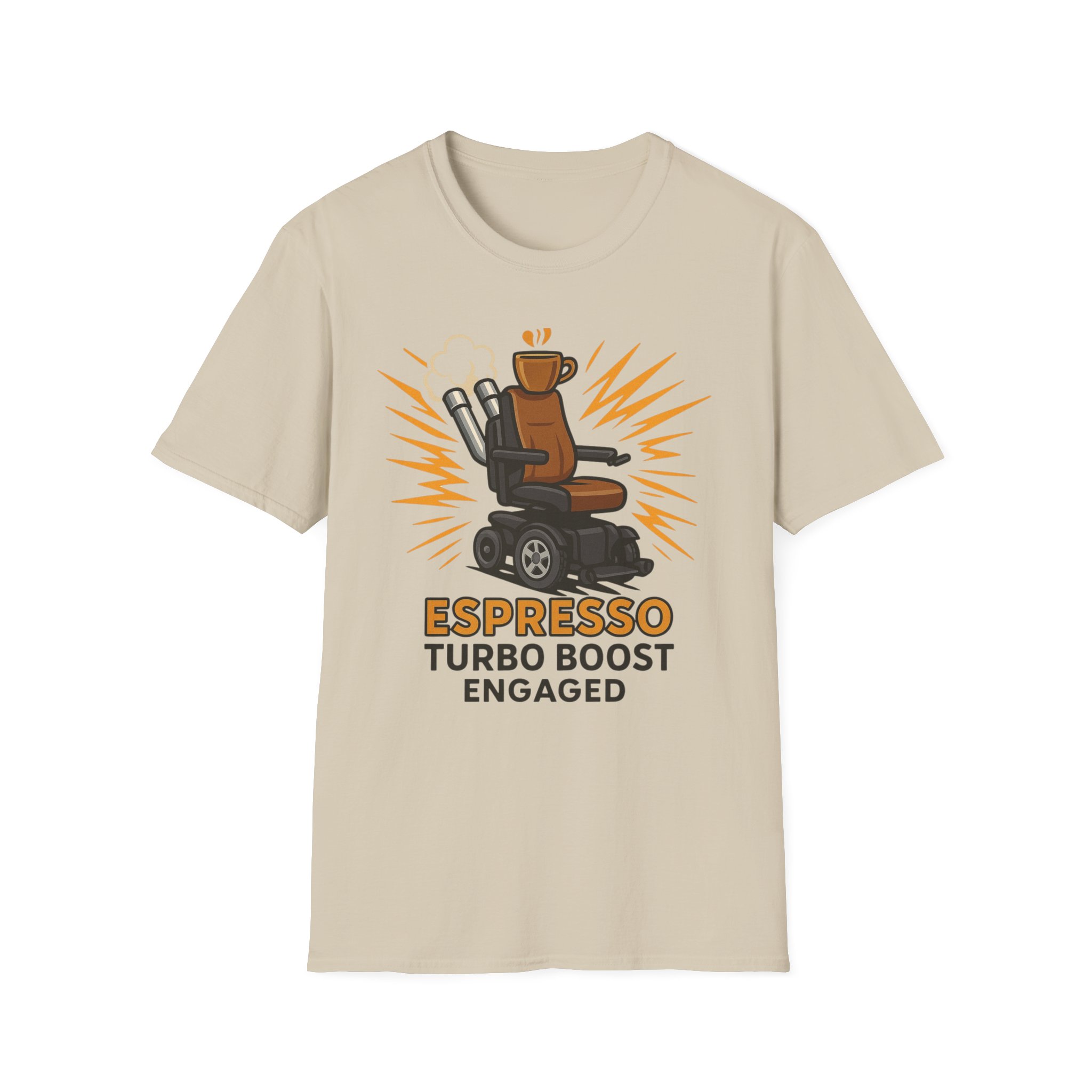 Espresso Turbo Boost Engaged Funny Wheelchair T-Shirt Caffeine and Unstoppable Vibes, Coffee Lover , Wicked Sense of Humor. - Image 5