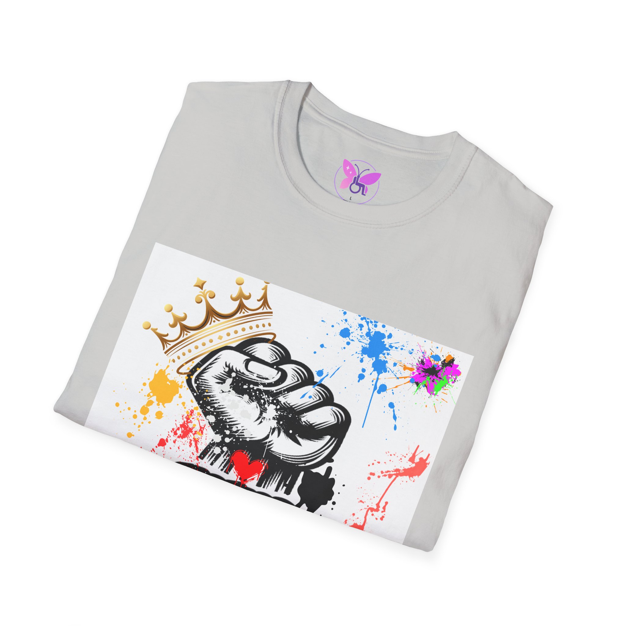 Never Give Up Crowned Fist Design -Motivational, Strength, Resilience Inspirational Tee Motivational T-Shirt, Perfect Enthusiasts, Power - Image 8