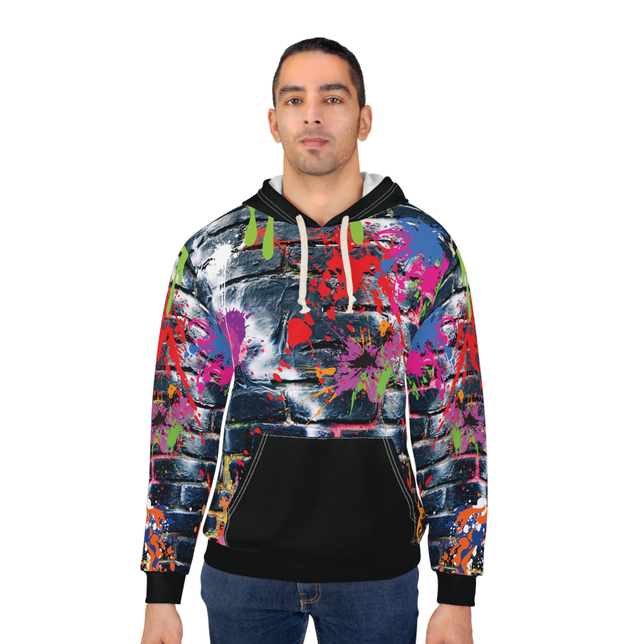 Chase Your Dreams Graffiti Hoodie Unisex Streetwear Hoodie Colorful Paint Splatter Motivational Gift, Brick Wall Hoodie, Gift For Artist - Image 4