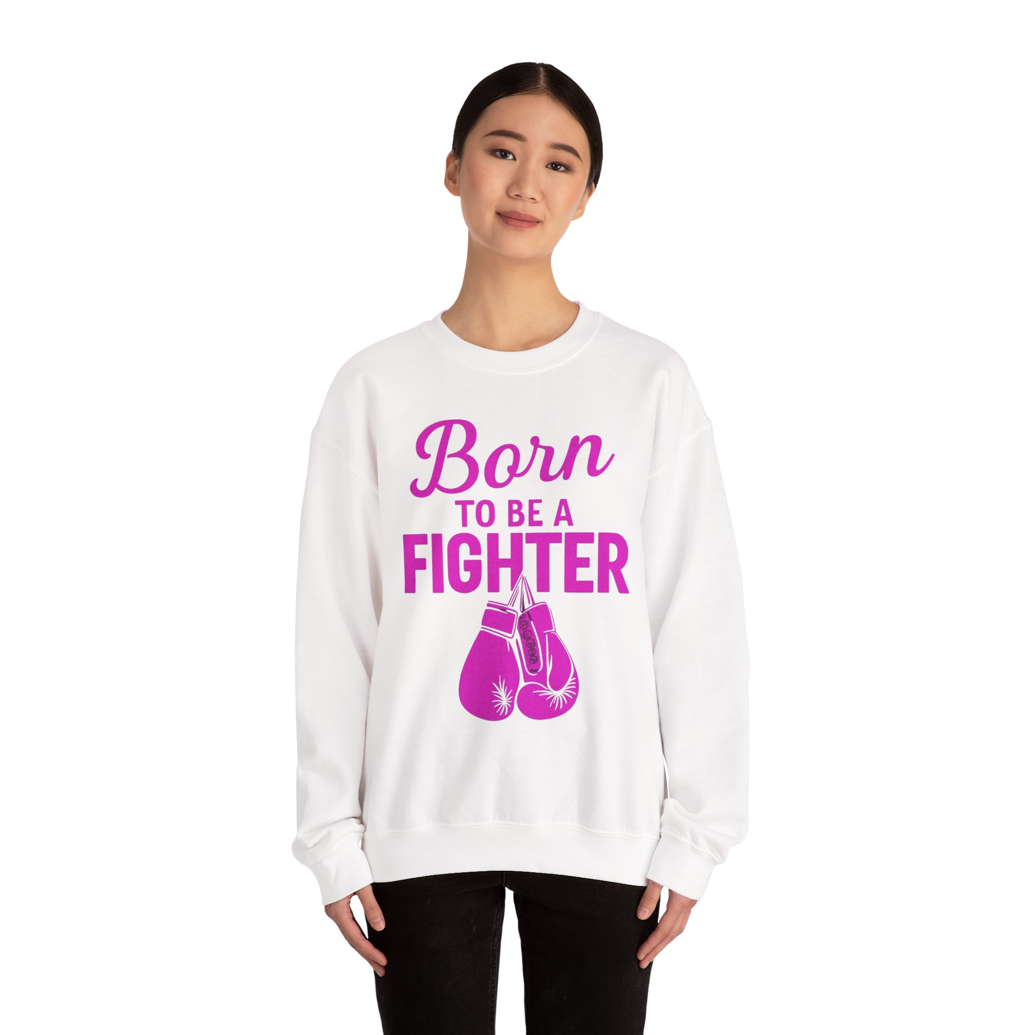 Adult Breast Cancer Fighter Crewneck Sweatshirt Cancer Awareness Pink Ribbon Unisex Jumper - Image 4