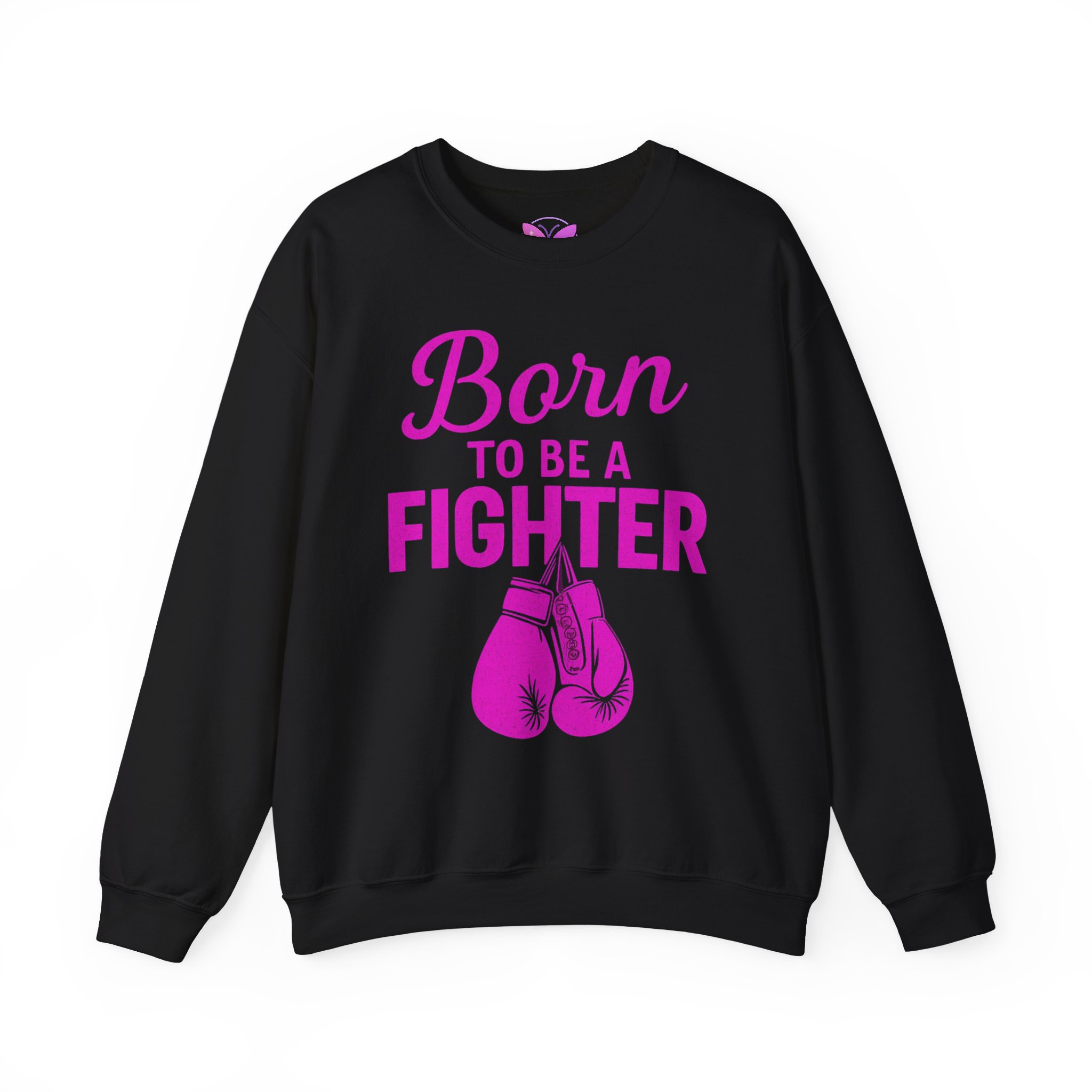 Breast Cancer Awareness Sweatshirt Adult Crew Neck Born To Be A Fighter Gift For Her Pink Ribbon Cancer Survivor Support Limited Edition - Image 5