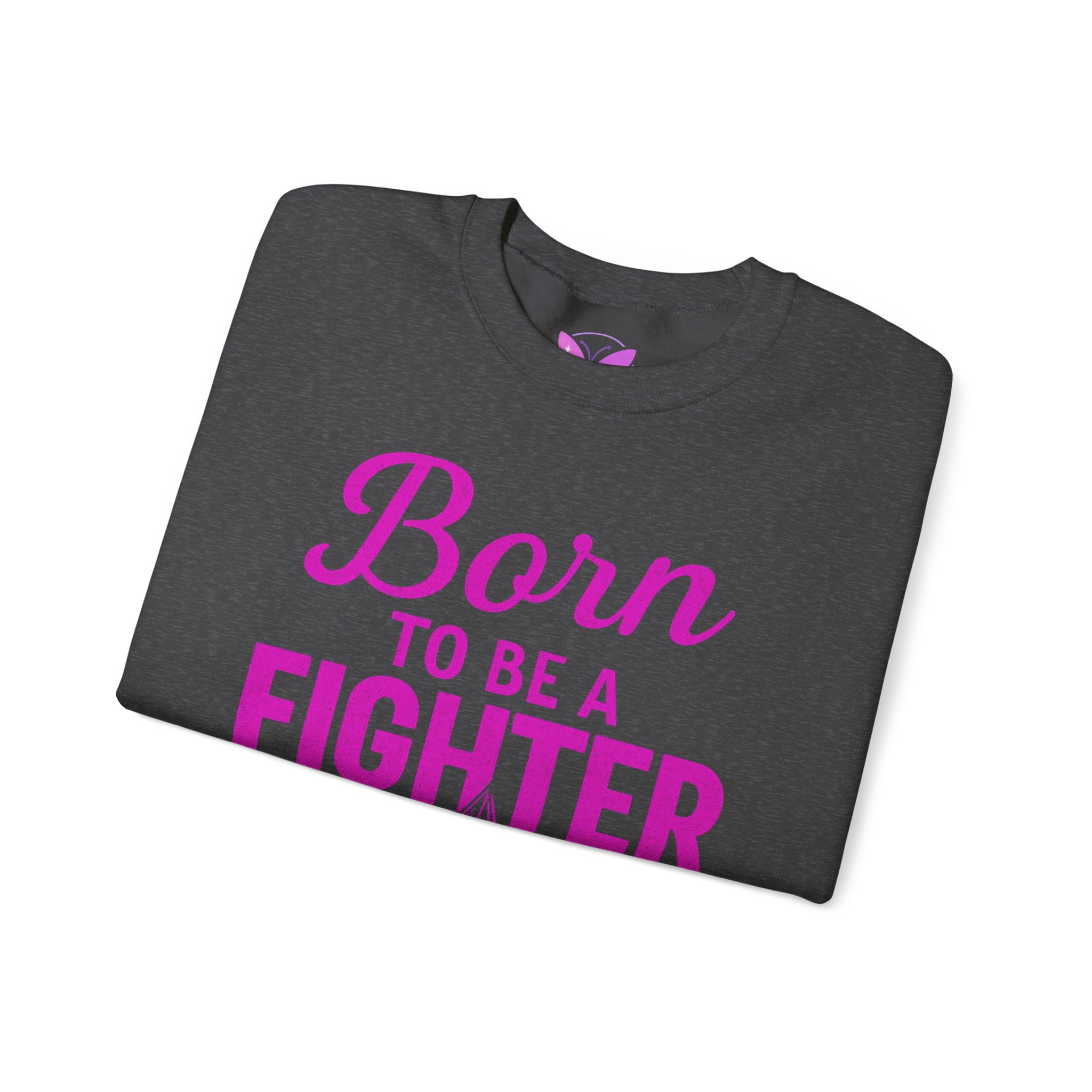 Breast Cancer Awareness Sweatshirt Adult Crew Neck Born To Be A Fighter Gift For Her Pink Ribbon Cancer Survivor Support Limited Edition - Image 15