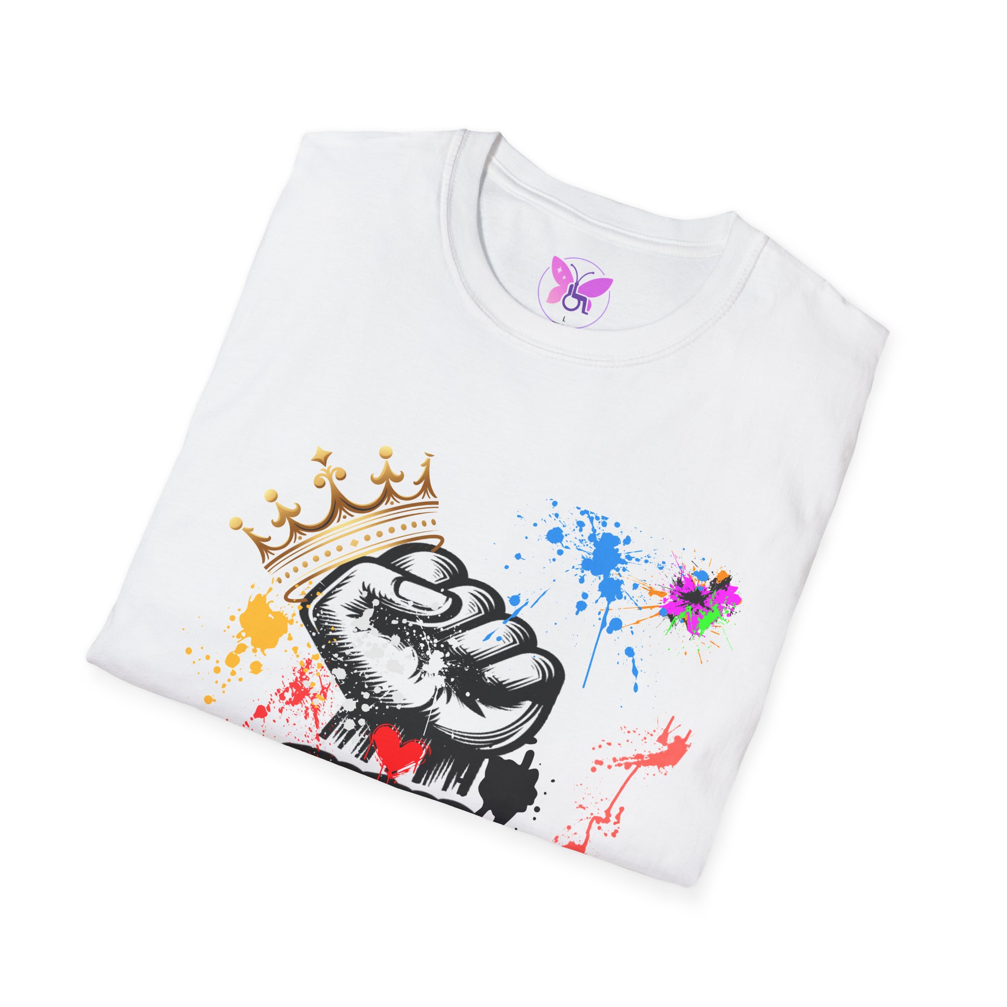 Never Give Up Crowned Fist Design -Motivational, Strength, Resilience Inspirational Tee Motivational T-Shirt, Perfect Enthusiasts, Power - Image 4