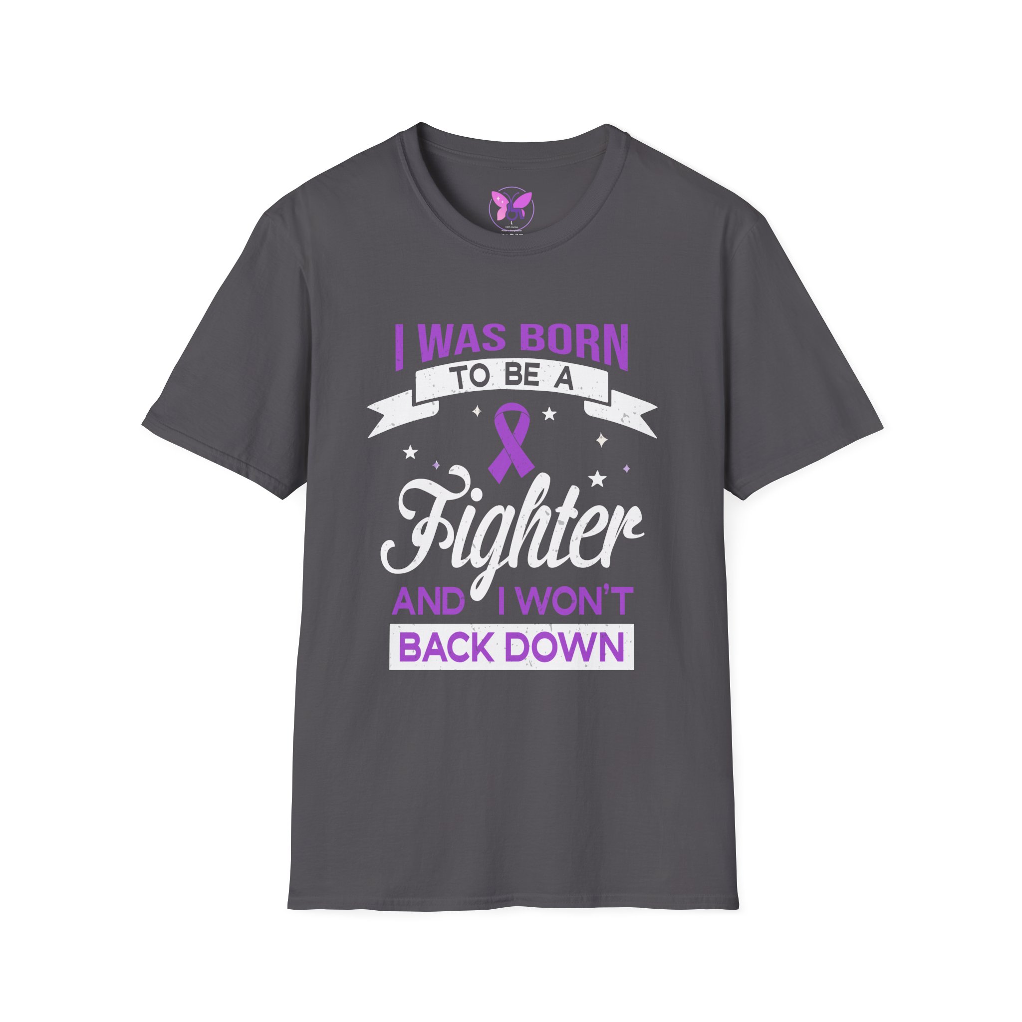 Purple Ribbon Awareness T-Shirt Pancreatic Cancer, Epilepsy, Domestic Violence Support Motivational Fighter Unisex Tee Will Not Back Down - Image 13