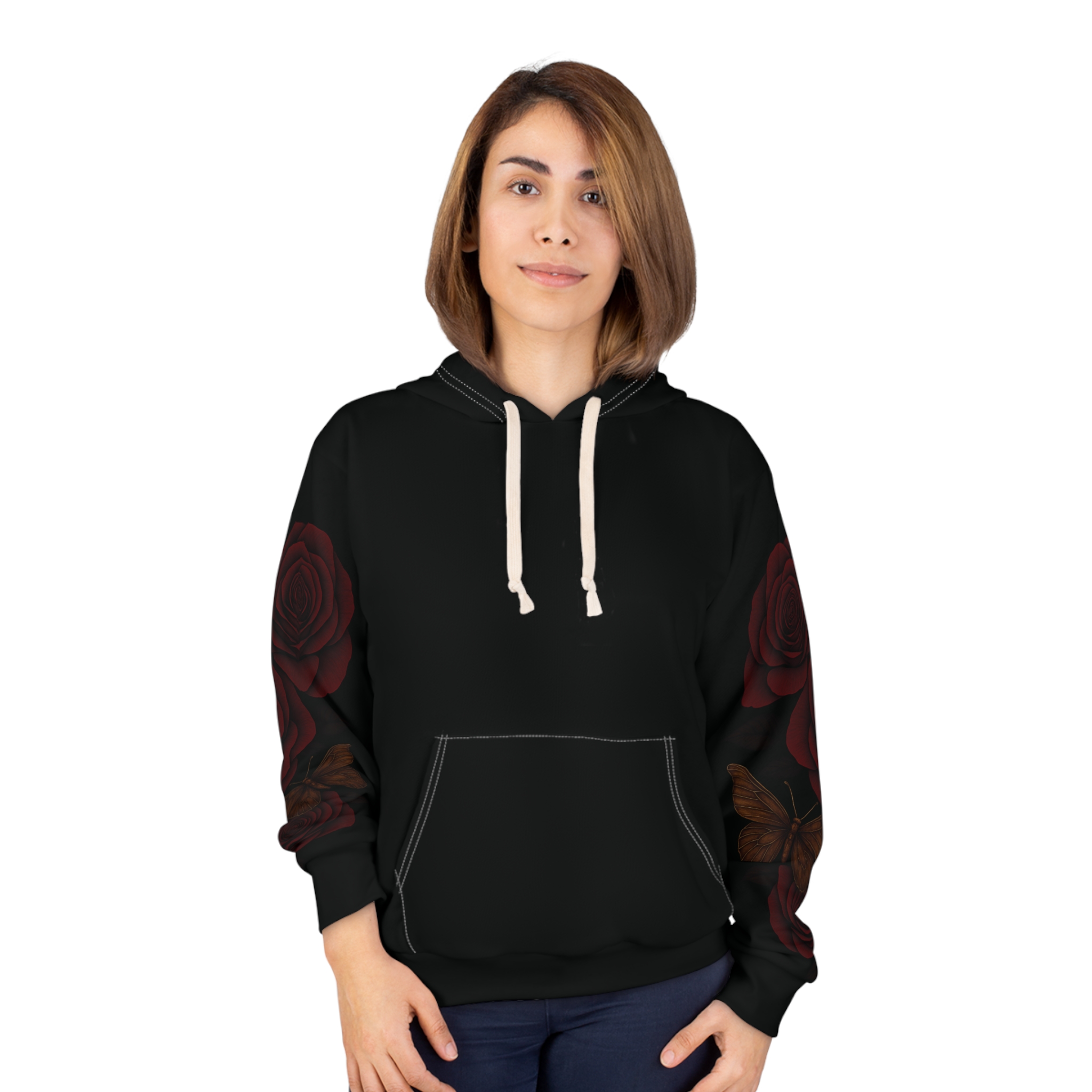 Butterfly Roses Skull Unisex Hoodie -Wings Of Survival Motivational Mental Health Inclusion Disability Dark Unisex Pullover Unique Gift - Image 3
