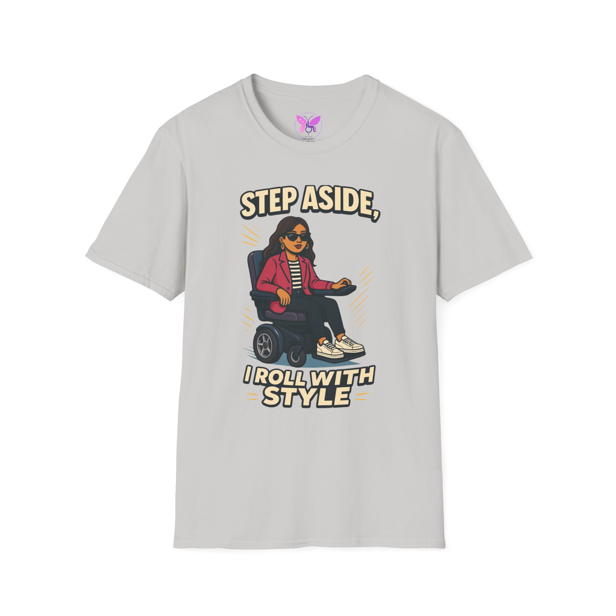 Personalized I Roll With Style Unisex Softstyle T-Shirt, Custom Disability Awareness Tee, Handicap Support Shirt, Inclusive Fashion Top, - Image 5