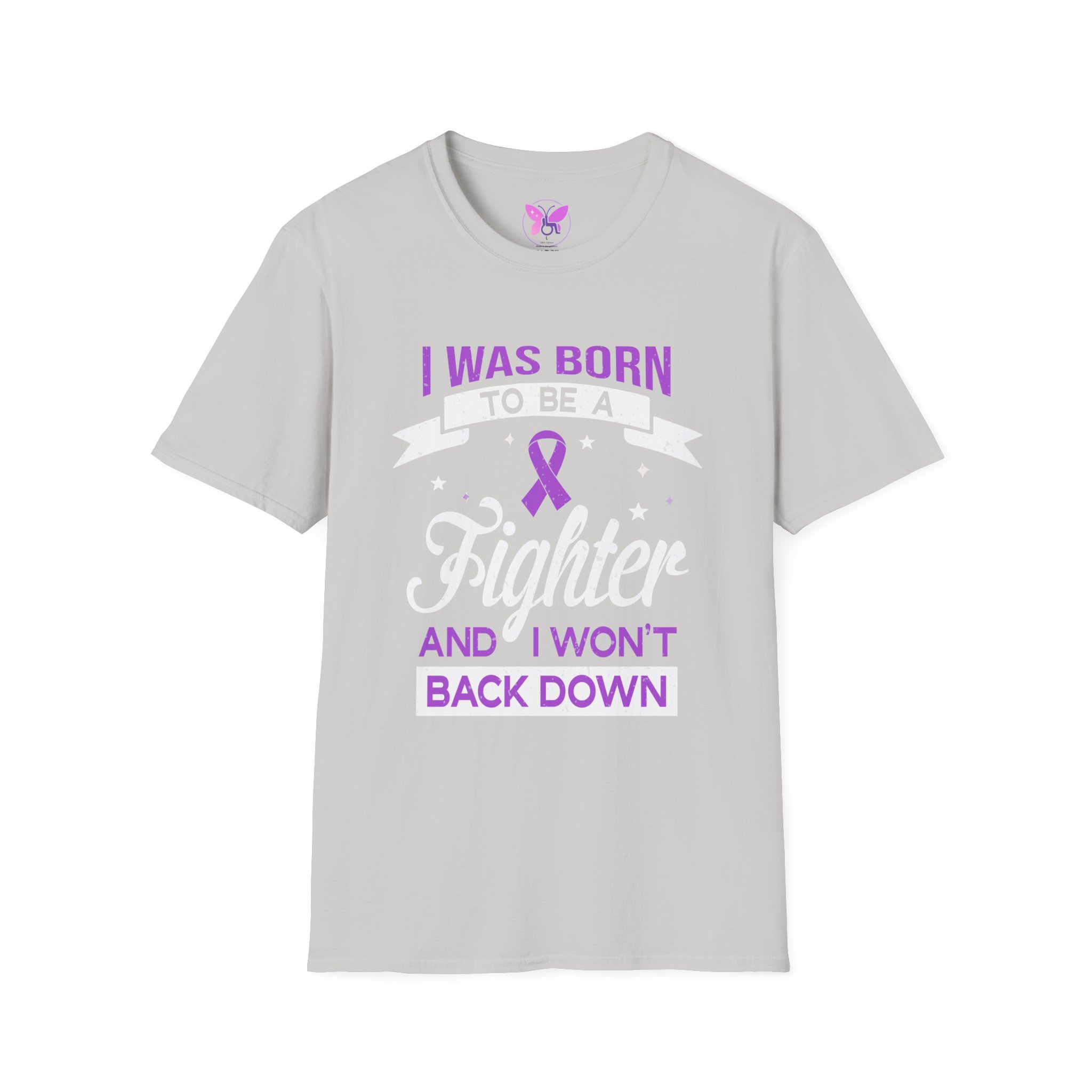 Purple Ribbon Awareness T-Shirt Pancreatic Cancer, Epilepsy, Domestic Violence Support Motivational Fighter Unisex Tee Will Not Back Down - Image 5