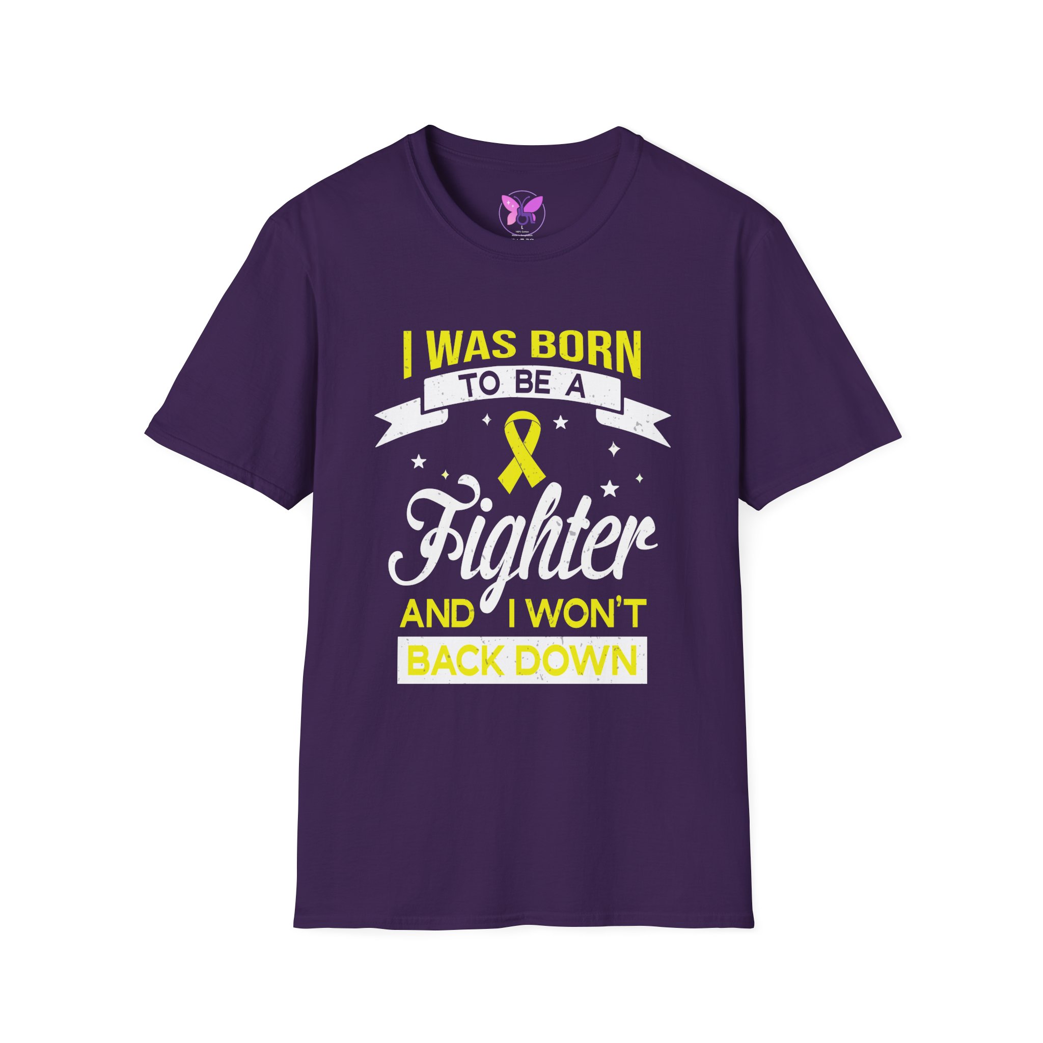 Empowering Fighter Tee , Gift for Cancer Awareness, Unisex Yellow Ribbon Sarcoma and Bone Cancer Awareness Tee I Was Born To Be A Fighter - Image 21