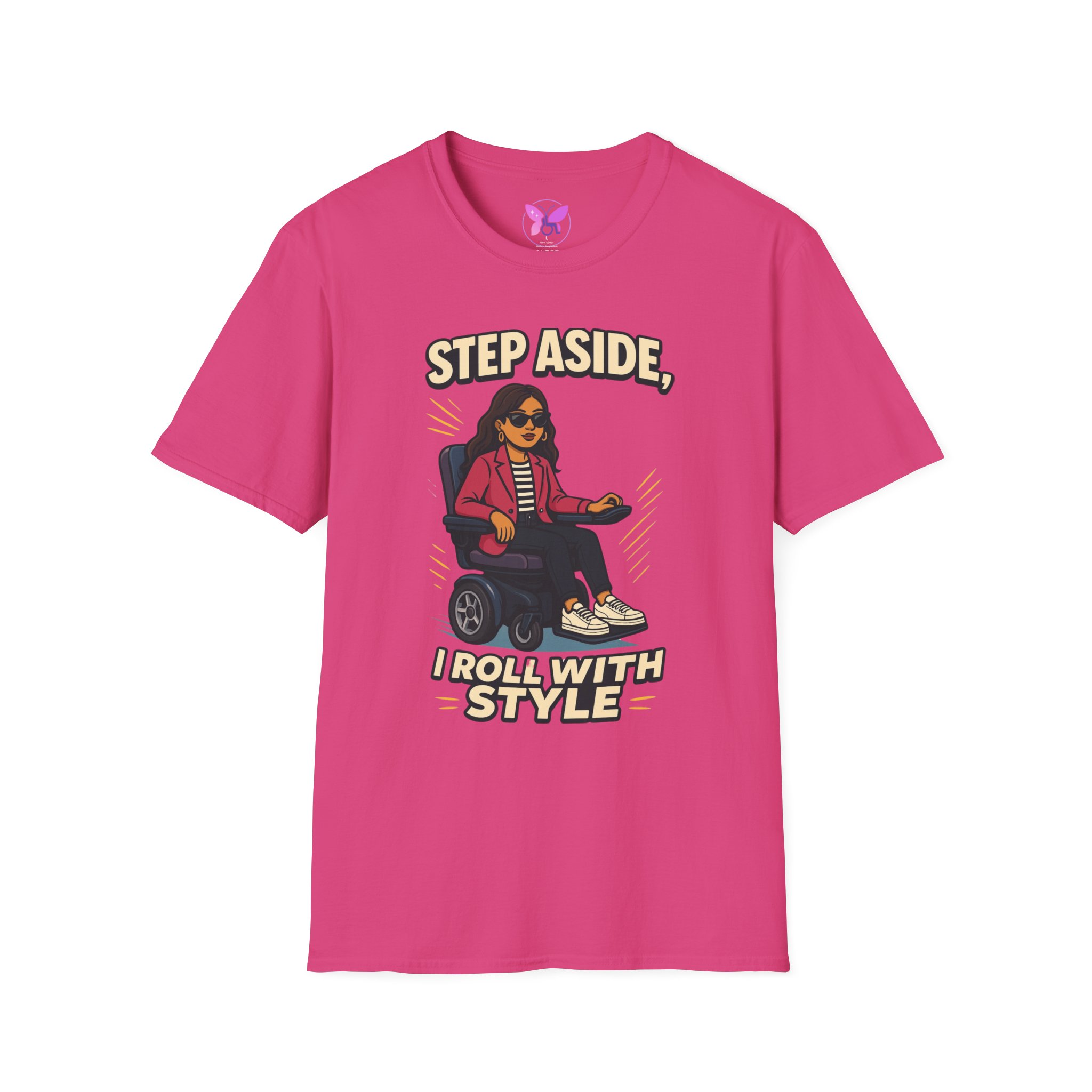 Personalized I Roll With Style Unisex Softstyle T-Shirt, Custom Disability Awareness Tee, Handicap Support Shirt, Inclusive Fashion Top, - Image 17