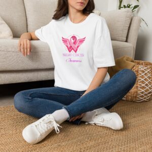 Adult Breast Cancer Awareness Ribbon Wings T-Shirt