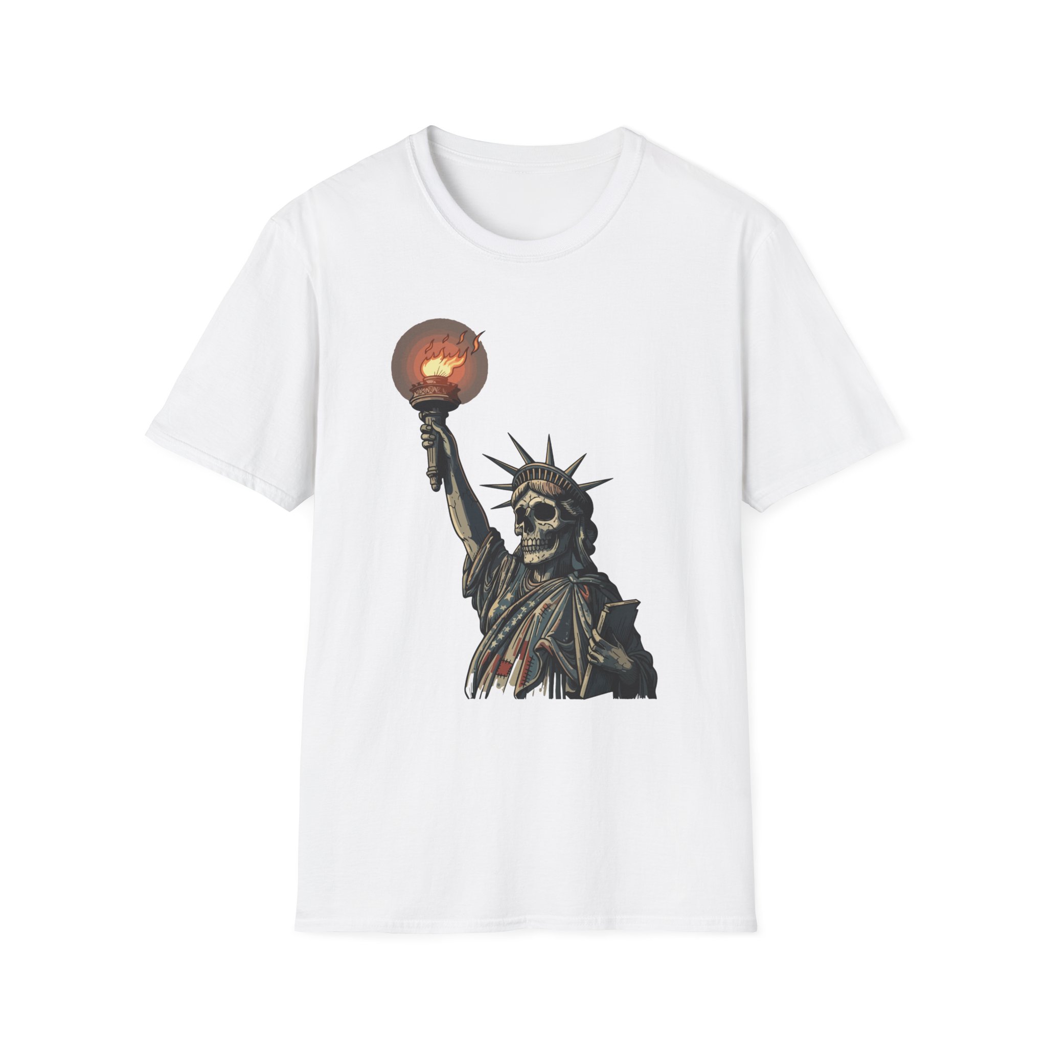 Skeleton Statue of Liberty graphic T-Shirt | skull torch, Gothic T Shirt, Unisex Tee, Dark Political Art, Festival Tee, Statement Tee
