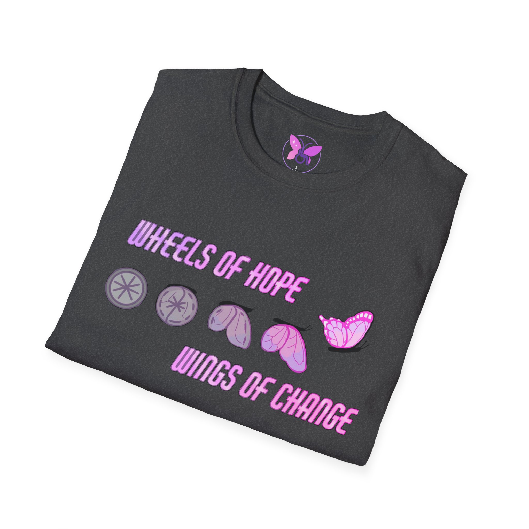 Wheels of Hope Unisex Softstyle T-Shirt, Inspirational Tee, Casual Wear, Gift for Friends, Everyday Comfort, Positive Vibes - Image 24