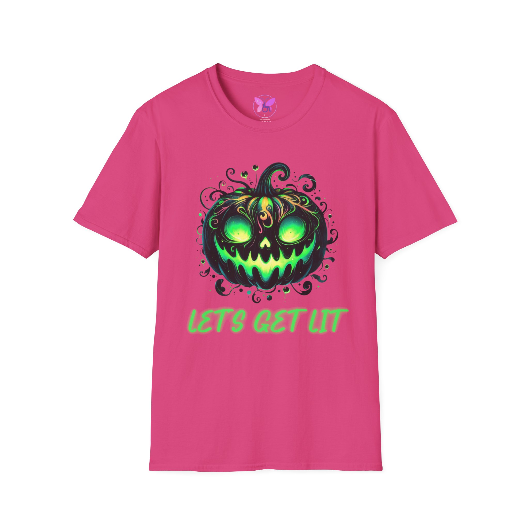 Halloween Glow Pumpkin T-Shirt Lets Get Lit Green Jack O Lantern Tee Spooky Funny Halloween Party Shirt Halloween Costume Top - Image 33