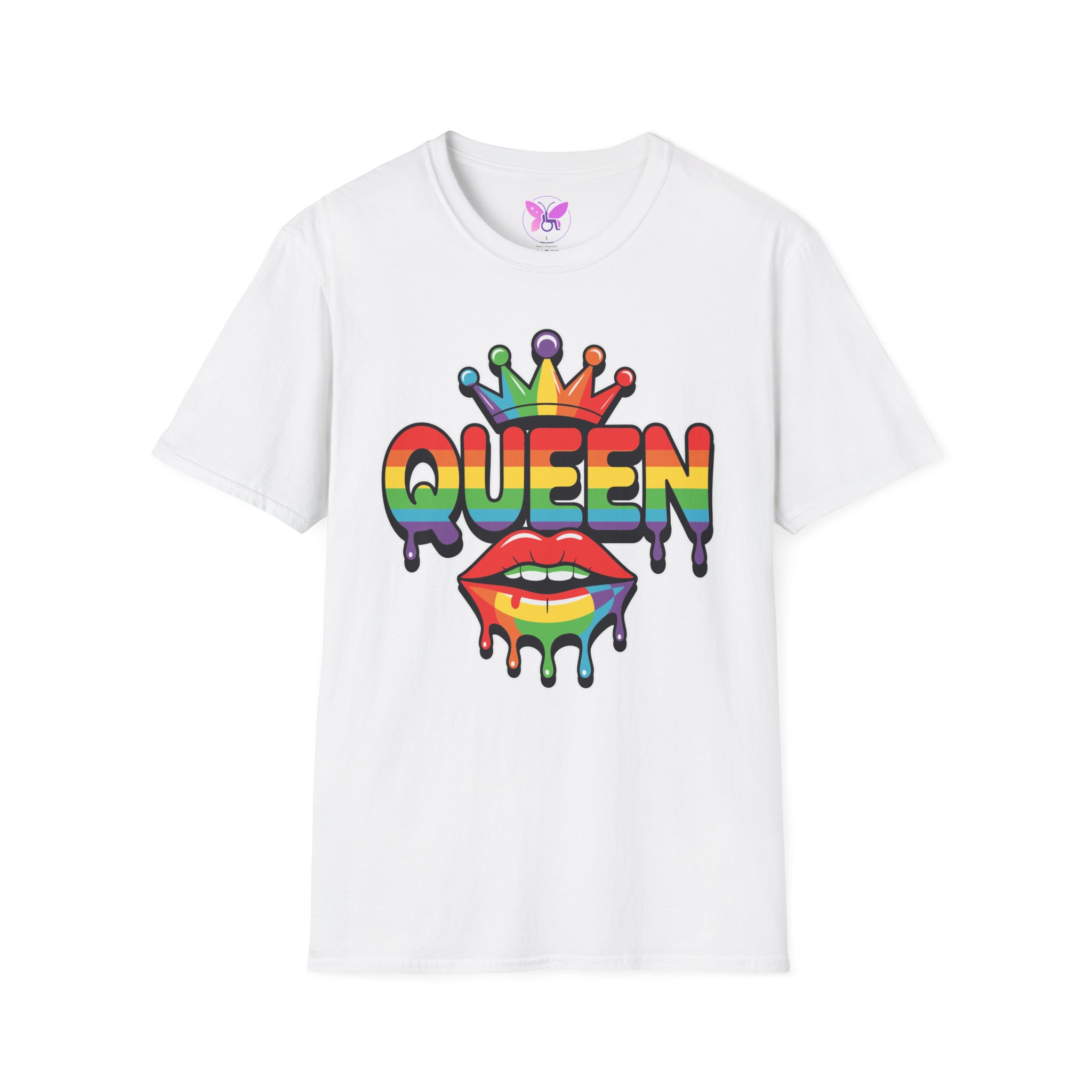 Pride Queen LGBTQ+ Unisex Softstyle T-Shirt, Inspirational Tee, Casual Wear, Gift for Friends, Everyday Comfort, Positive Vibes