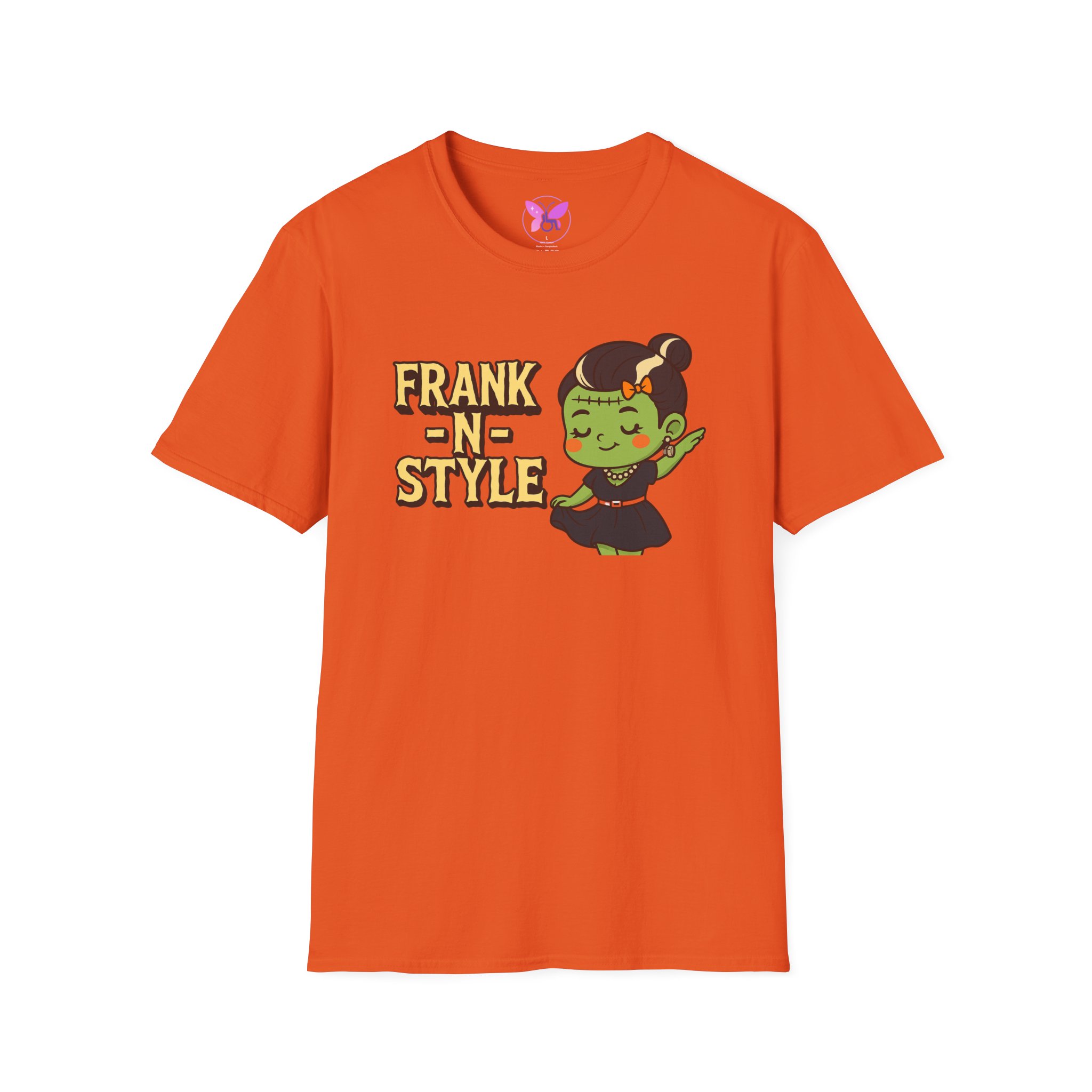 Girl Frank N Style Unisex Softstyle T-Shirt, Halloween Tee, Cute Monster Shirt, Gift for Friends, Spooky Season Apparel - Image 9