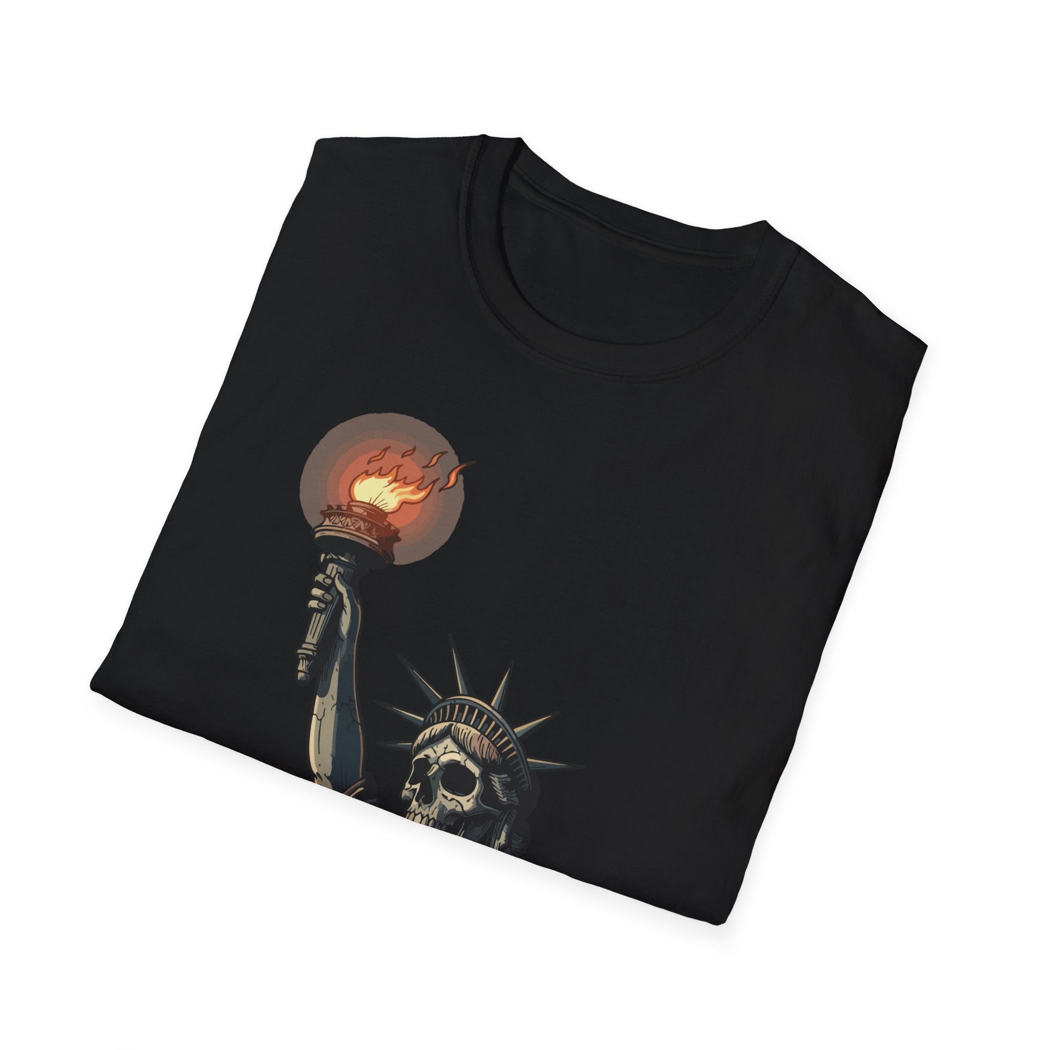 Skeleton Statue of Liberty graphic T-Shirt | skull torch, Gothic T Shirt, Unisex Tee, Dark Political Art, Festival Tee, Statement Tee - Image 8