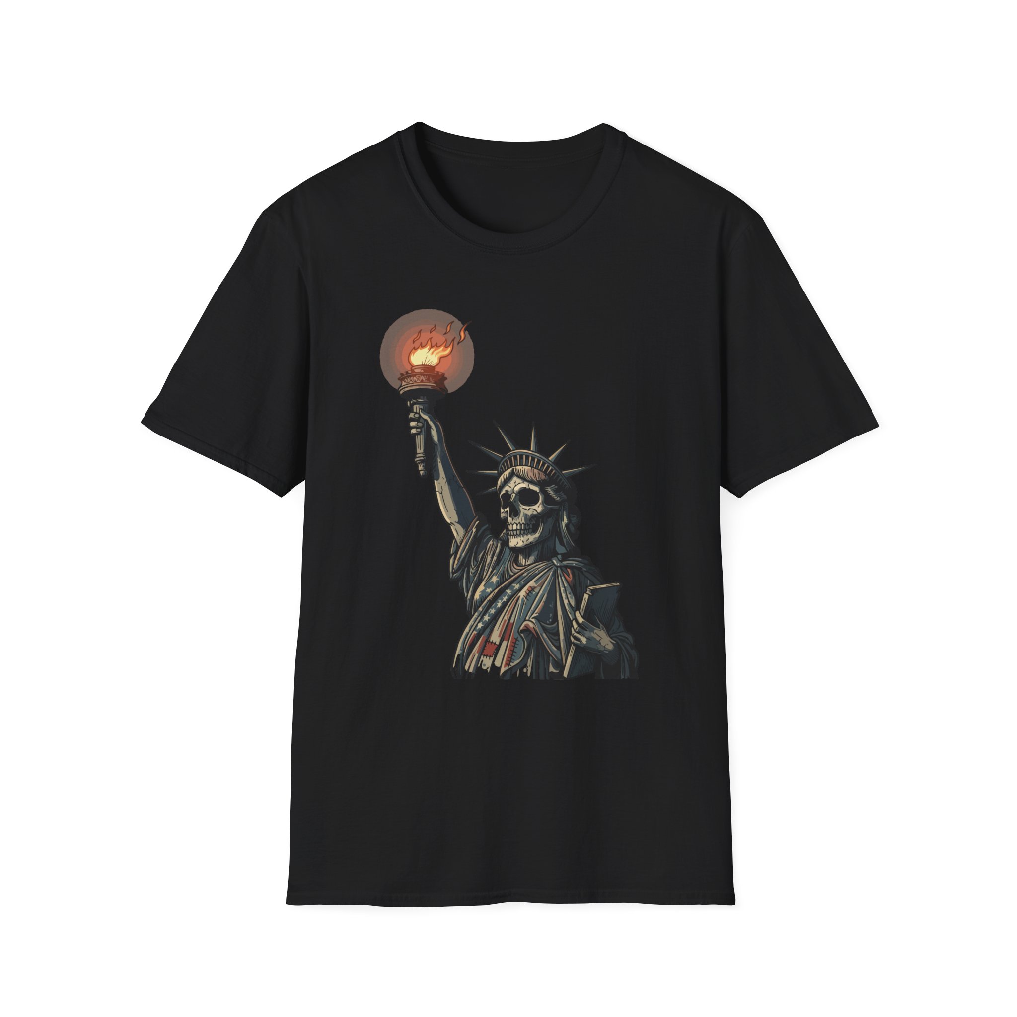 Skeleton Statue of Liberty graphic T-Shirt | skull torch, Gothic T Shirt, Unisex Tee, Dark Political Art, Festival Tee, Statement Tee - Image 5