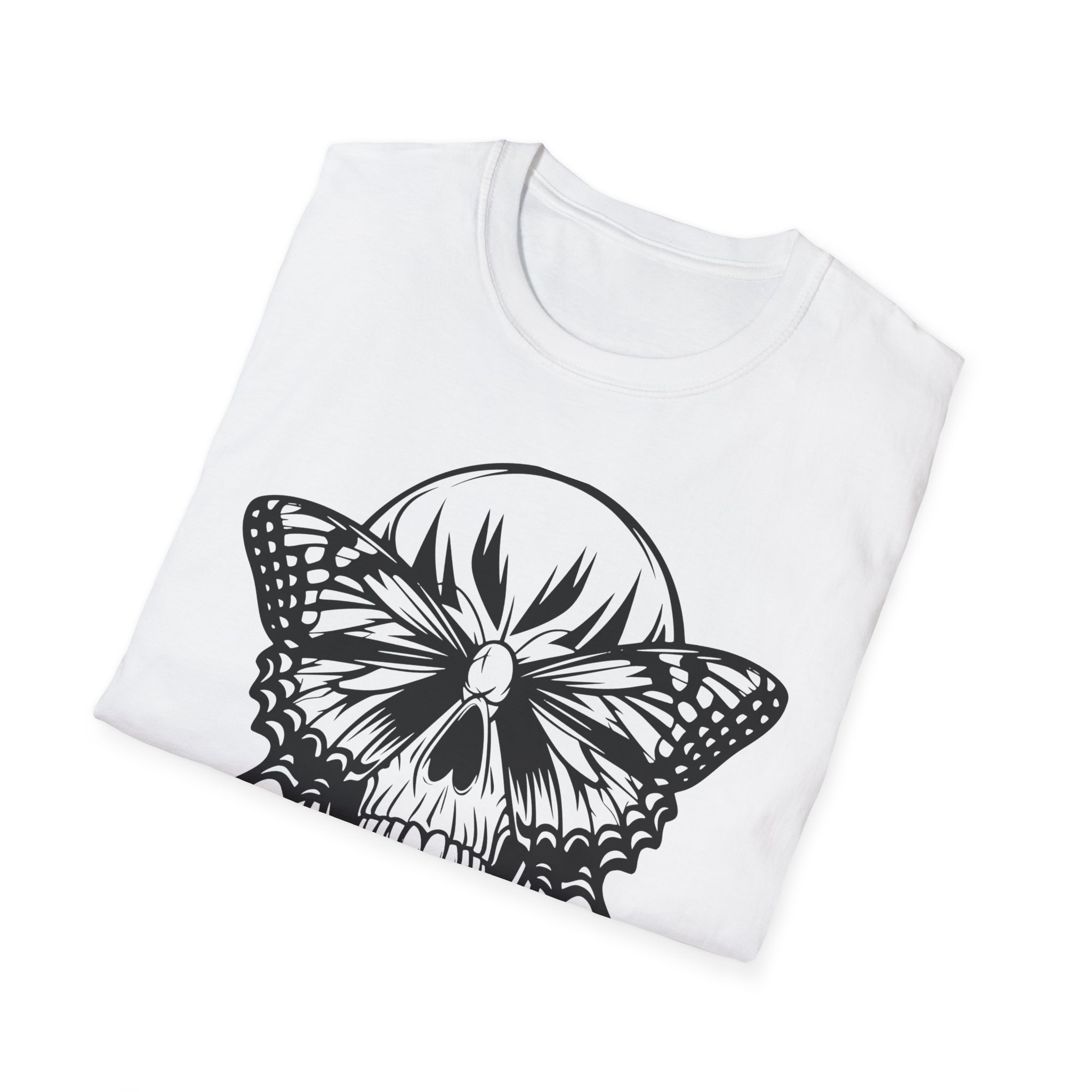 Skull and Butterfly Eyes T-Shirt -Gothic, Dreamers, Rebels, Artists Butterfly Skull Graphic Unisex Tee, Festivals, Gift Metamorphosis Tee - Image 4