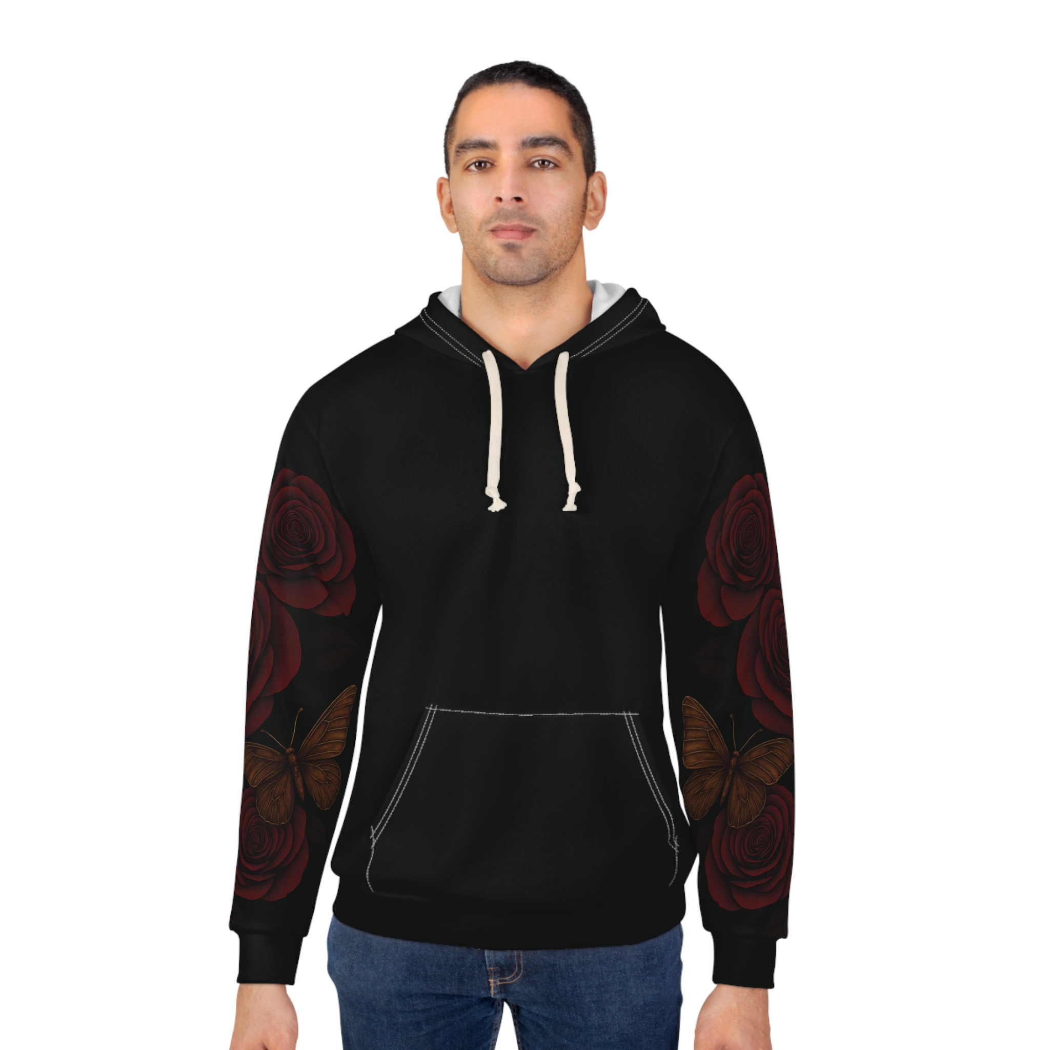 Butterfly Roses Skull Unisex Hoodie -Wings Of Survival Motivational Mental Health Inclusion Disability Dark Unisex Pullover Unique Gift - Image 4