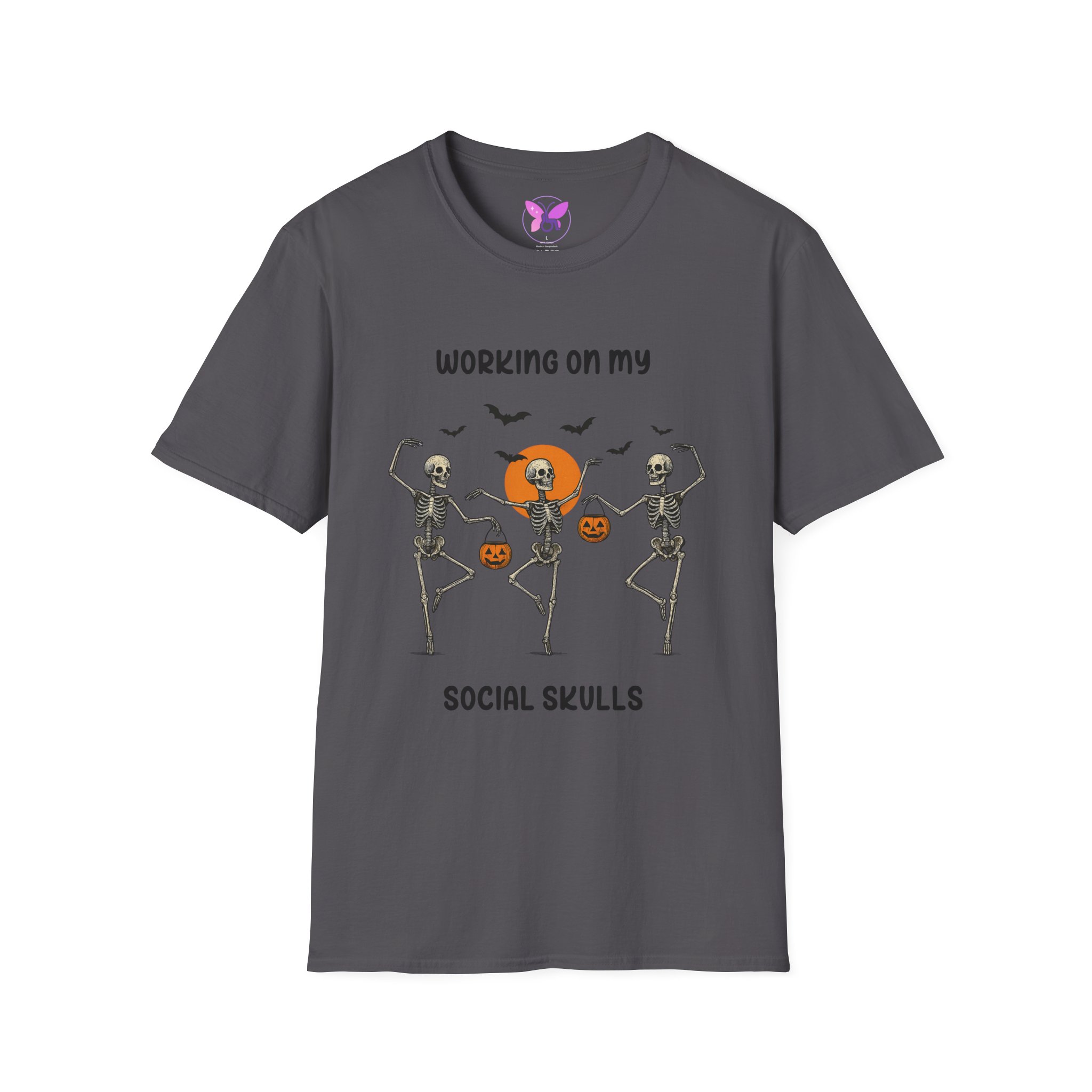 Social Skeleton Halloween Unisex Softstyle T-Shirt, Inspirational Tee, Casual Wear, Gift for Friends, Everyday Comfort, Positive Vibes - Image 21