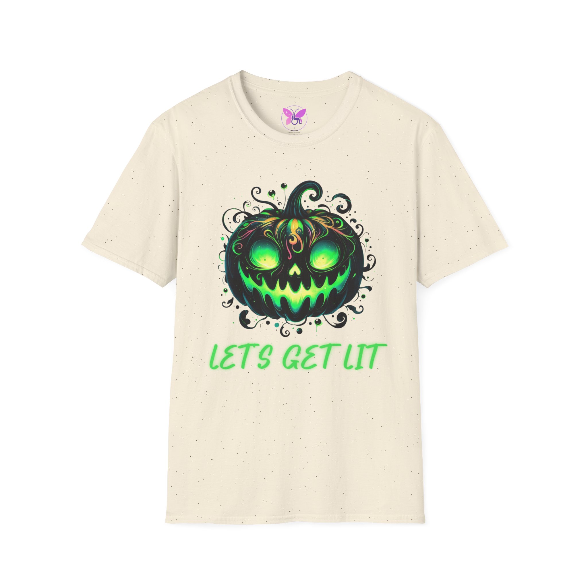 Halloween Glow Pumpkin T-Shirt Lets Get Lit Green Jack O Lantern Tee Spooky Funny Halloween Party Shirt Halloween Costume Top - Image 17