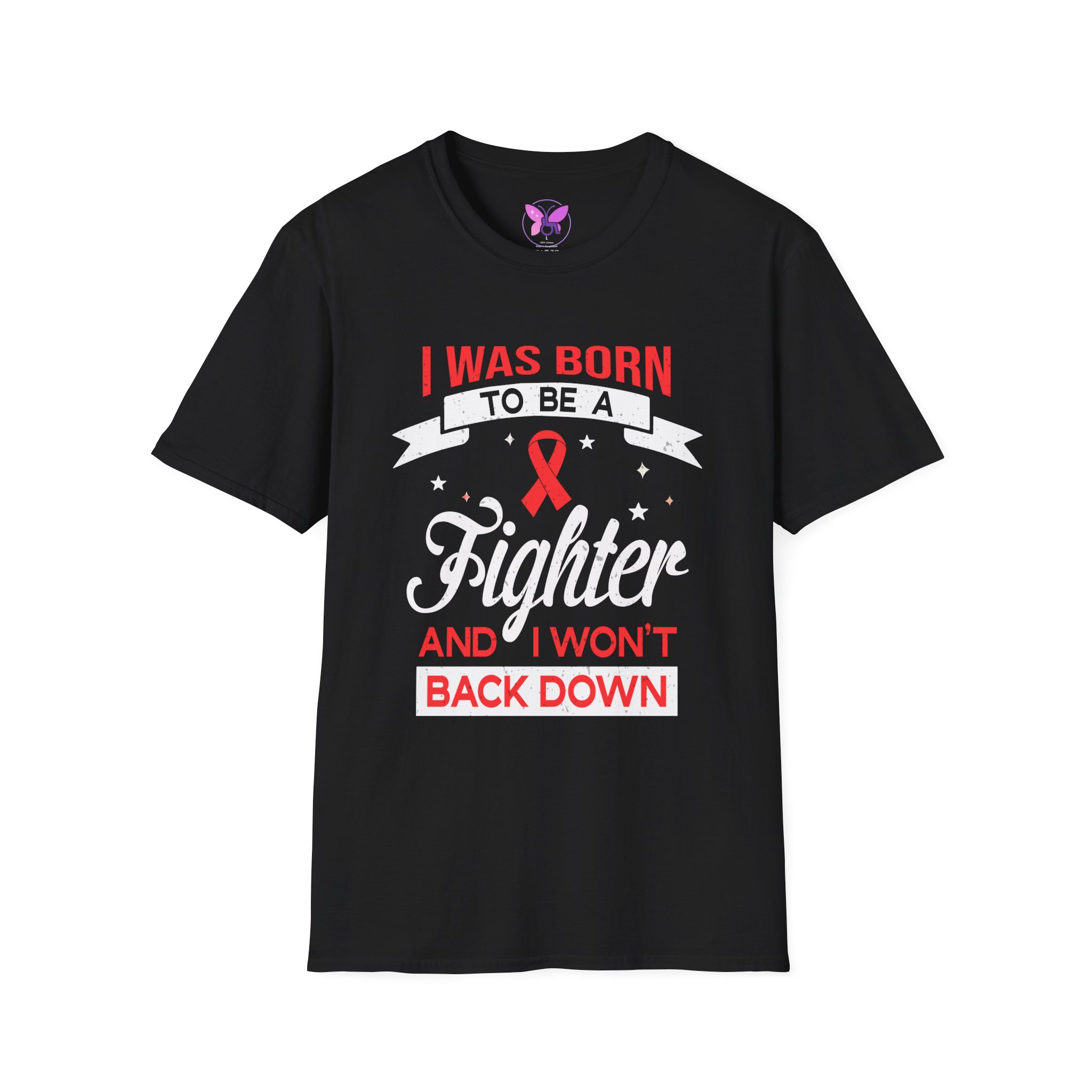 I Was Born To Be A Fighter HIV, AIDS Awareness T-Shirt Red Ribbon Support Fundraiser Tee Solidarity Gift Fighter T-Shirt, Resilience Tee