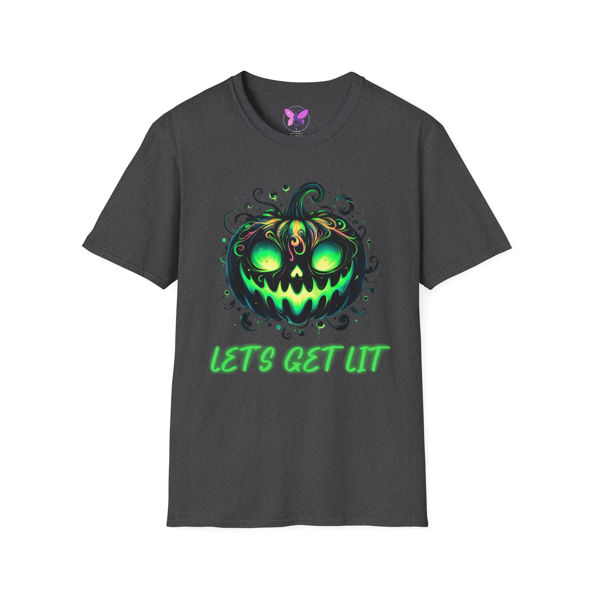 Halloween Glow Pumpkin T-Shirt Lets Get Lit Green Jack O Lantern Tee Spooky Funny Halloween Party Shirt Halloween Costume Top - Image 25