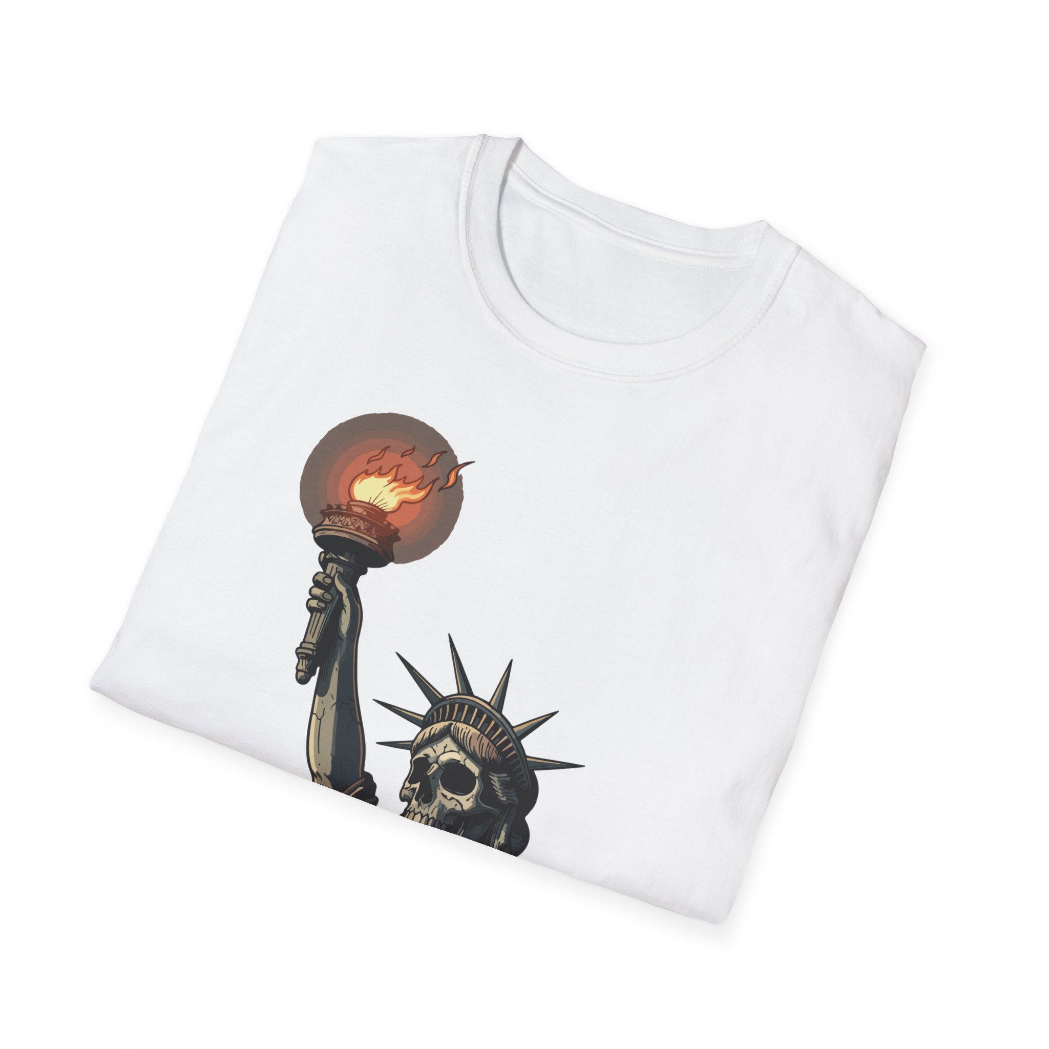Skeleton Statue of Liberty graphic T-Shirt | skull torch, Gothic T Shirt, Unisex Tee, Dark Political Art, Festival Tee, Statement Tee - Image 4