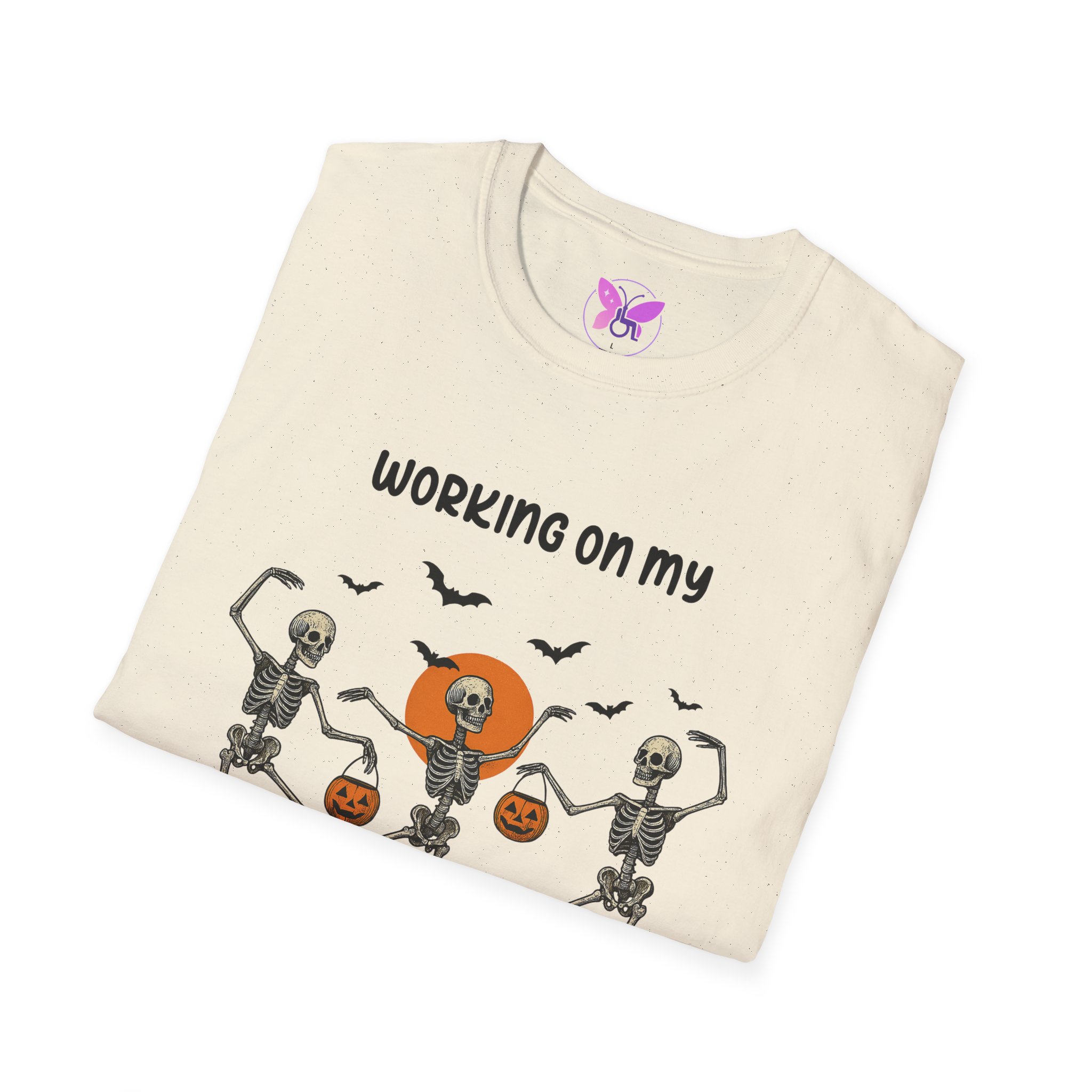 Social Skeleton Halloween Unisex Softstyle T-Shirt, Inspirational Tee, Casual Wear, Gift for Friends, Everyday Comfort, Positive Vibes - Image 4