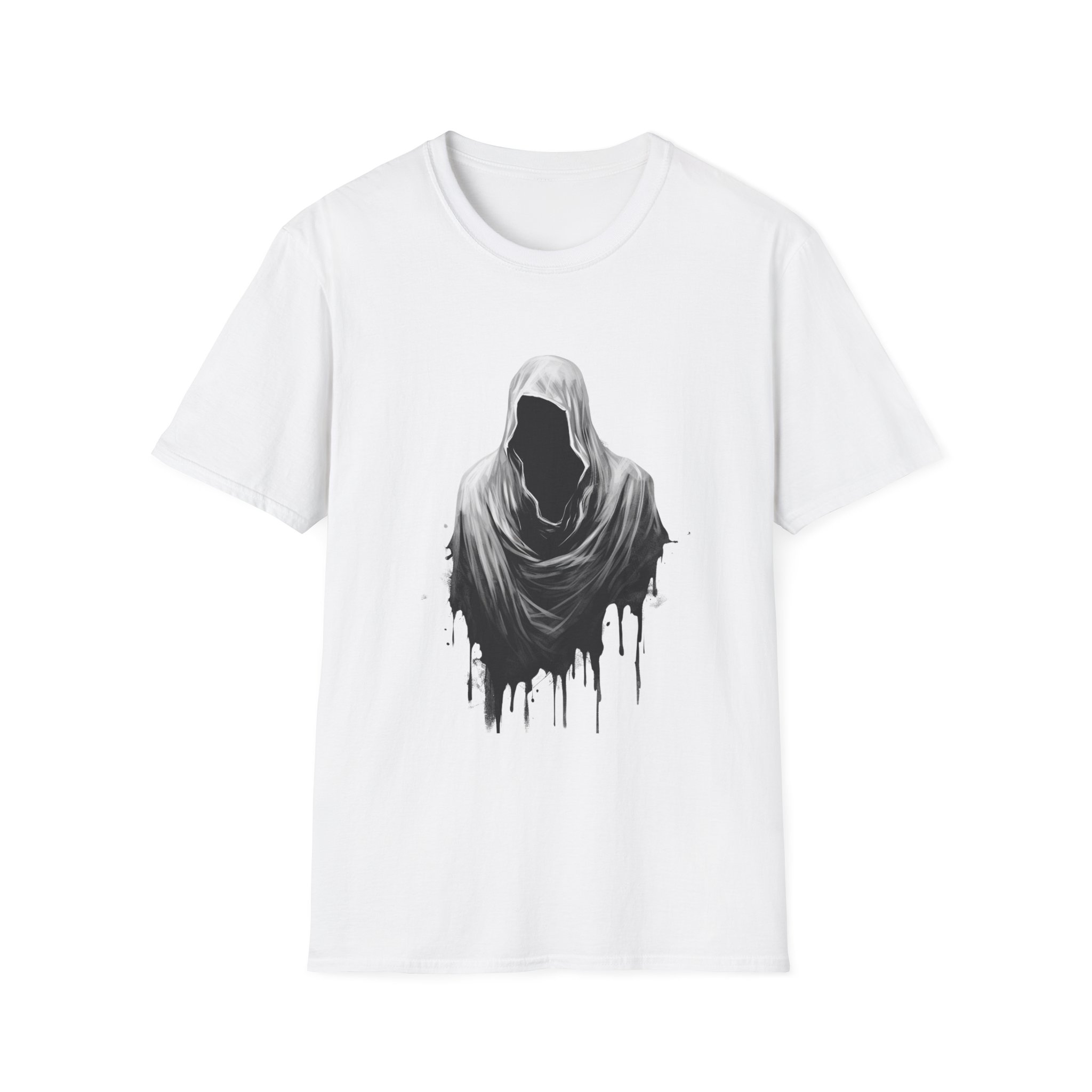 Hooded Void Graphic Tee Gothic Horror Dripping Cloak T Shirt, Streetwear, Dark Fantasy Apparel Spooky Tee Halloween Shirt Gift For Goth