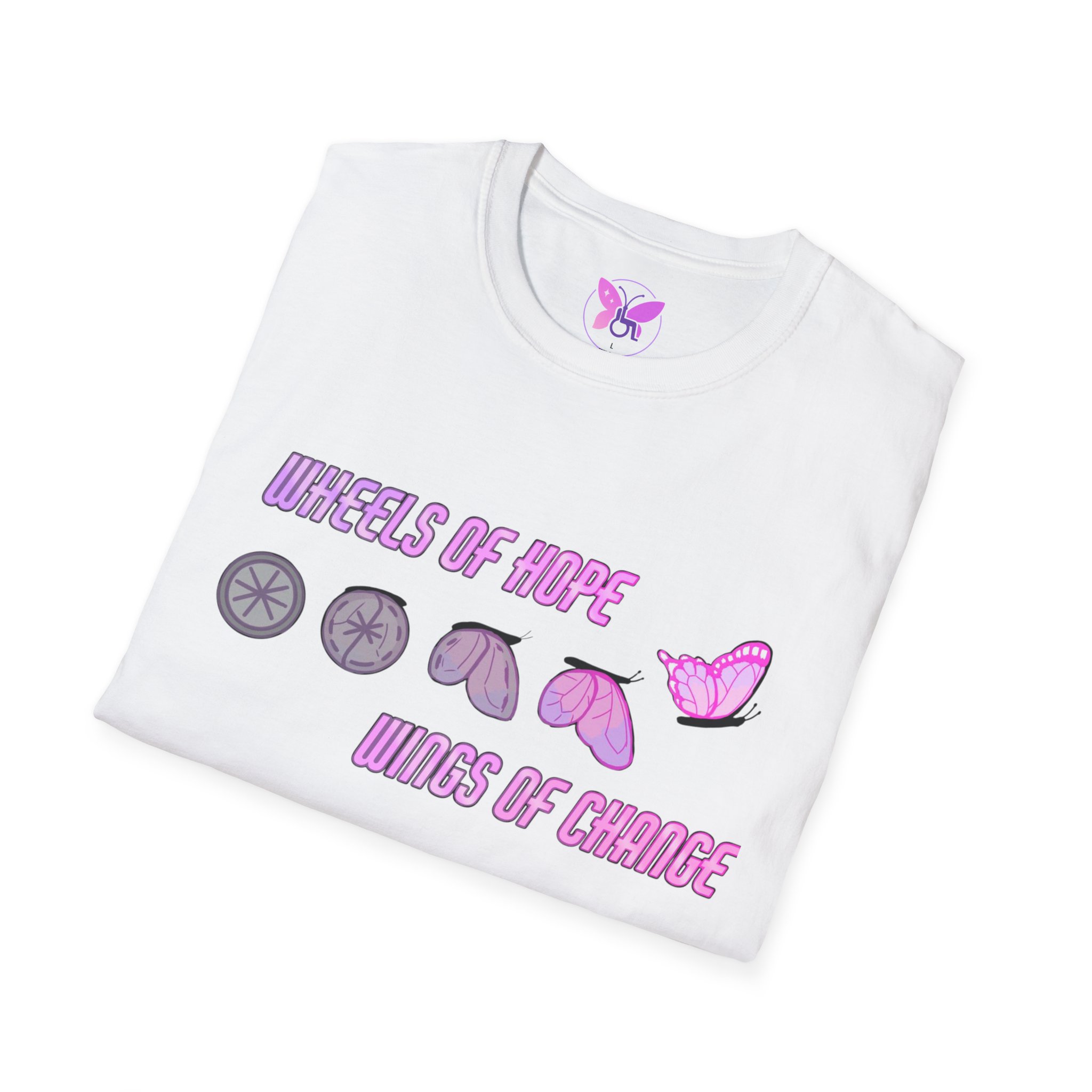 Wheels of Hope Unisex Softstyle T-Shirt, Inspirational Tee, Casual Wear, Gift for Friends, Everyday Comfort, Positive Vibes - Image 4