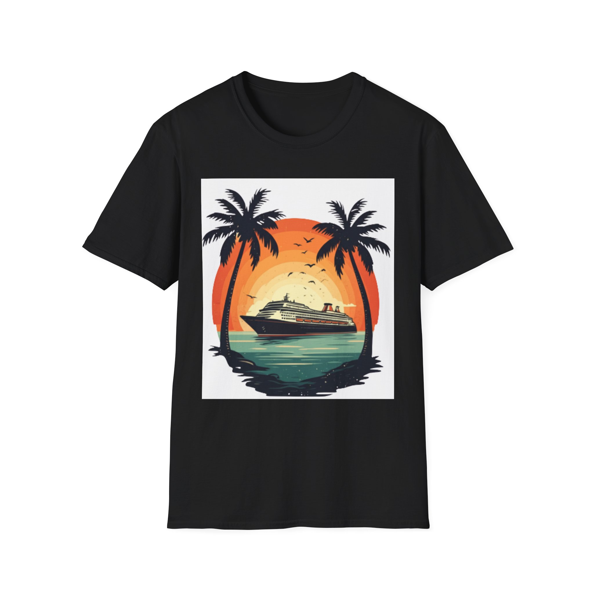 Tropical Cruise T-Shirt - Vacation Vibe, Beachwear, Gift for Travelers, Summer Fashion, Relaxed Style, Adventure, Cruise Ship Sunset T-Shirt - Image 5