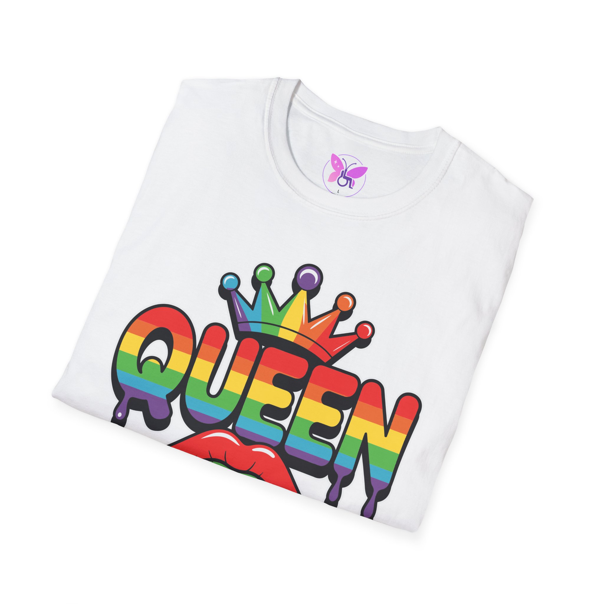 Pride Queen LGBTQ+ Unisex Softstyle T-Shirt, Inspirational Tee, Casual Wear, Gift for Friends, Everyday Comfort, Positive Vibes - Image 4
