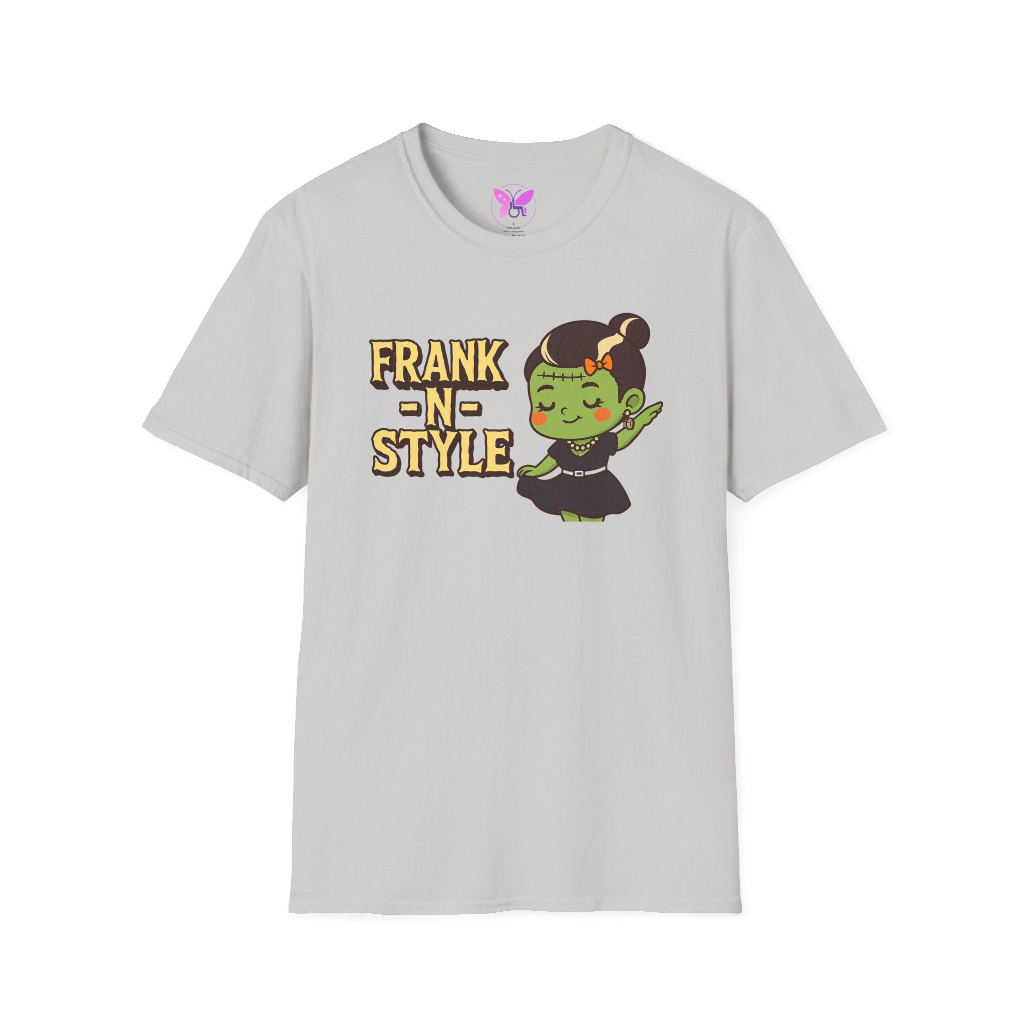 Girl Frank N Style Unisex Softstyle T-Shirt, Halloween Tee, Cute Monster Shirt, Gift for Friends, Spooky Season Apparel - Image 5