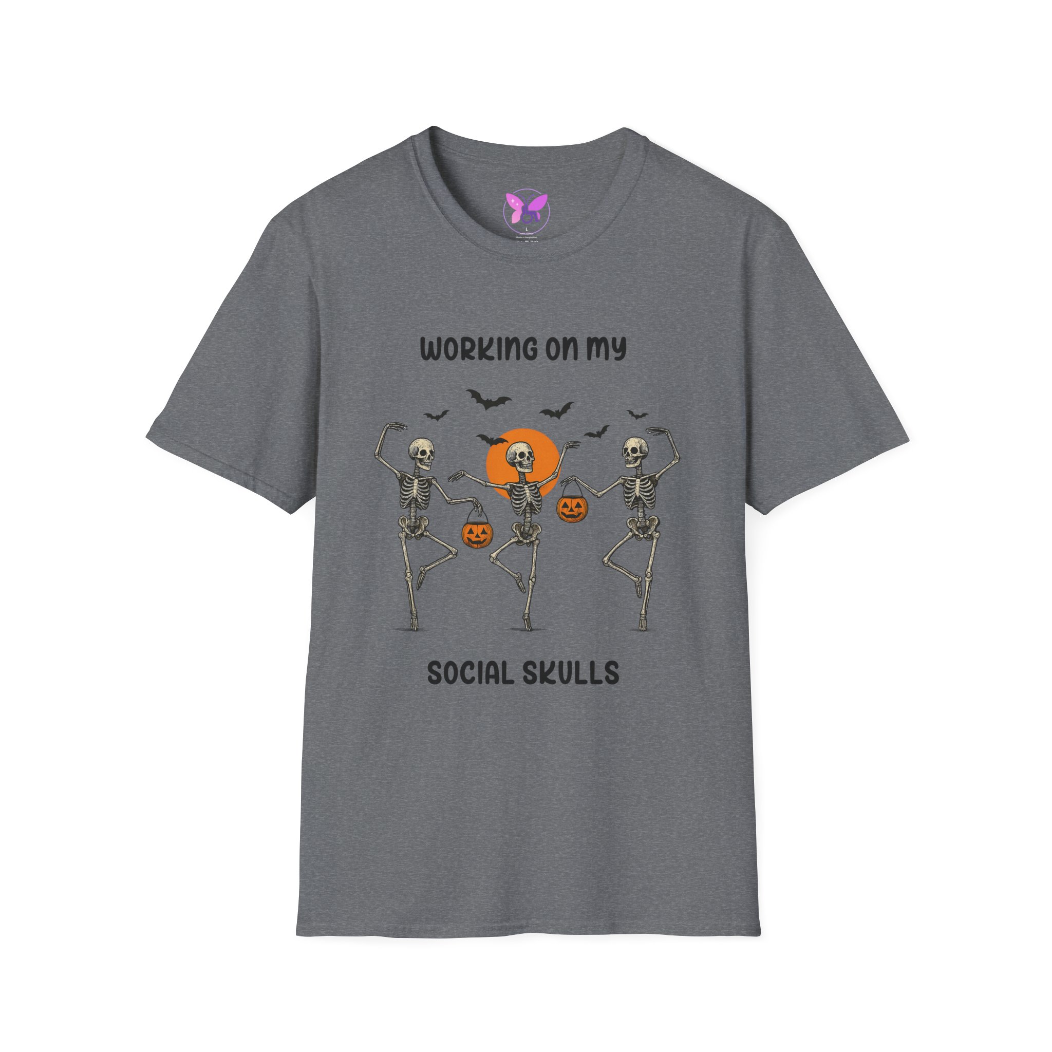 Social Skeleton Halloween Unisex Softstyle T-Shirt, Inspirational Tee, Casual Wear, Gift for Friends, Everyday Comfort, Positive Vibes - Image 17