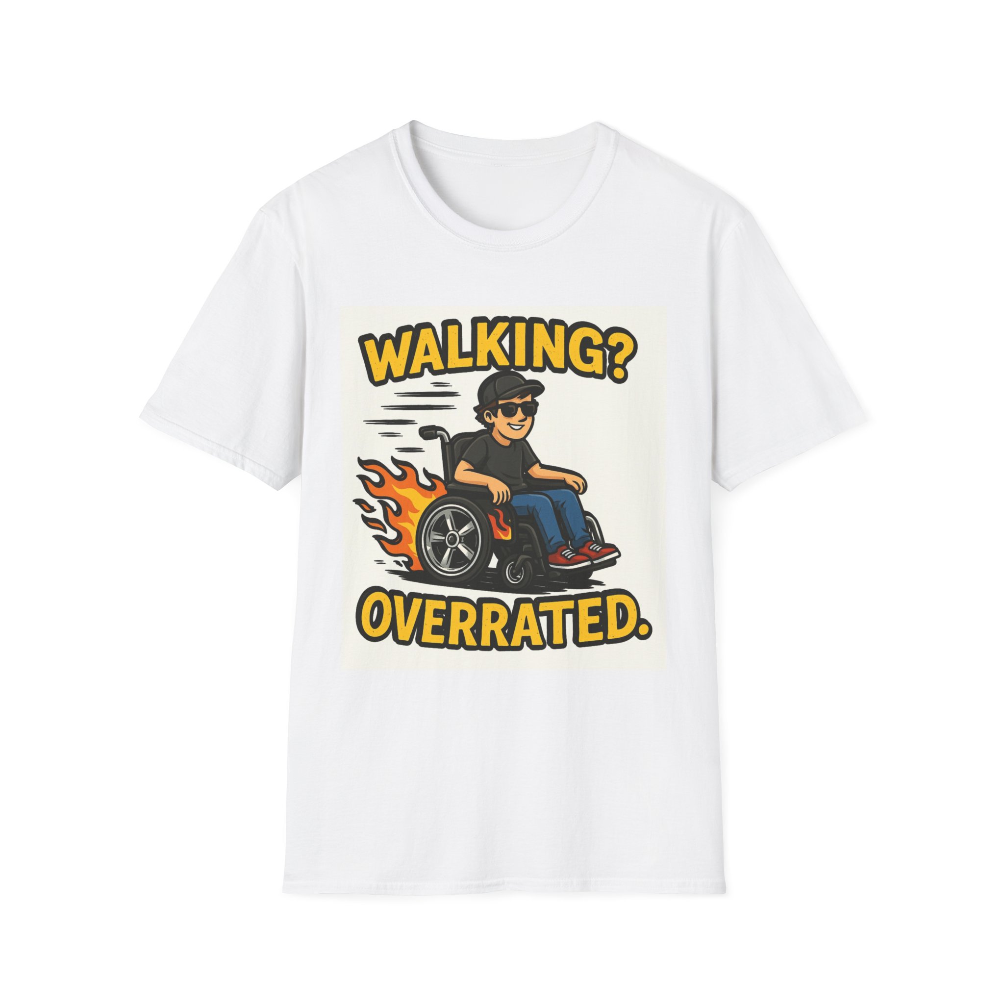 Walking Overrated Funny Wheelchair T-Shirt -Bold Disability Pride Tee Adaptive Fashion Sarcastic T-Shirt Disabiliy Gift Independence Tee